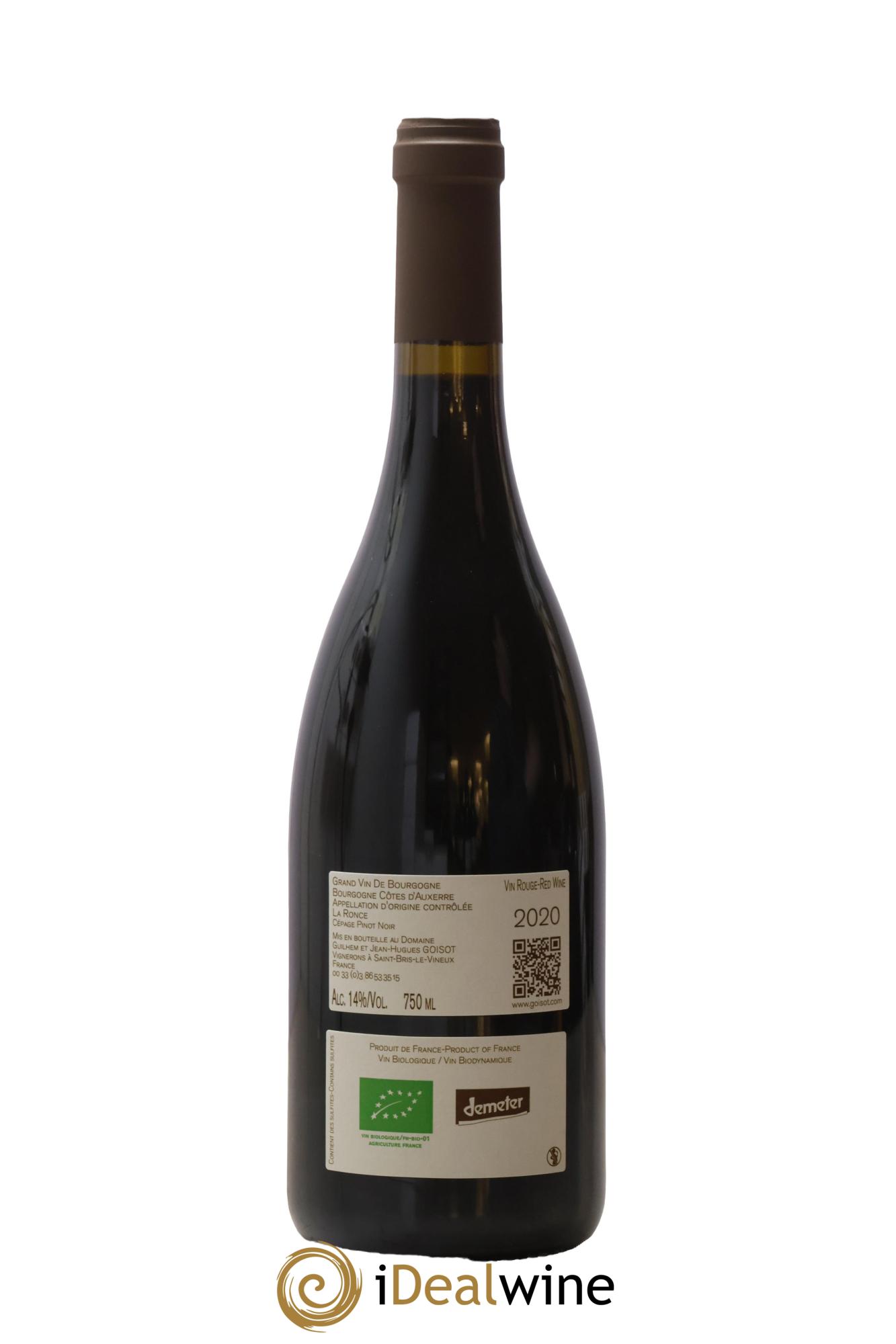 Bourgogne Côtes d'Auxerre La Ronce Goisot 2020 - Lot de 1 bouteille - 1