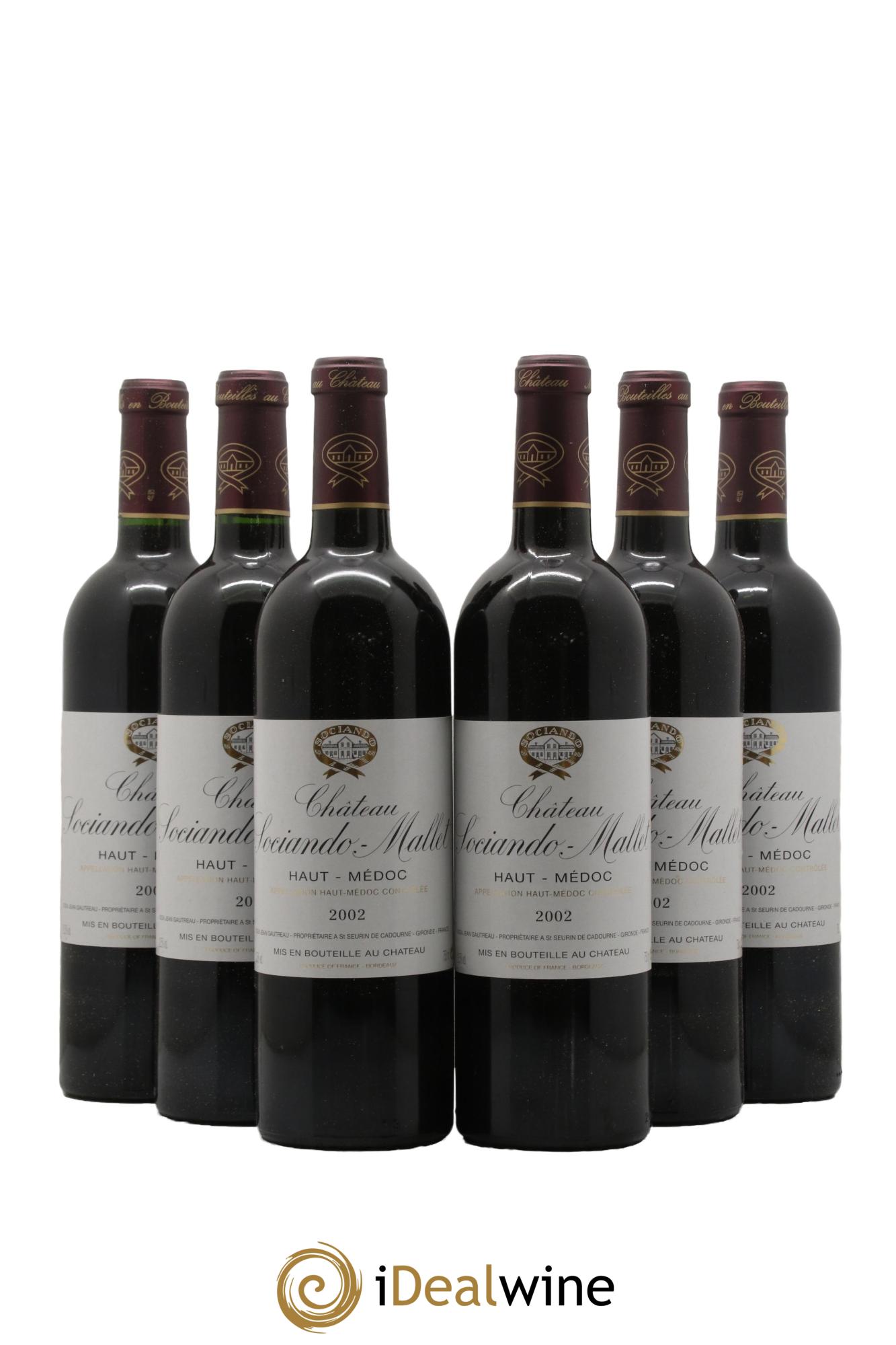 Château Sociando Mallet 2002 - Lotto di 6 bottiglie - 0