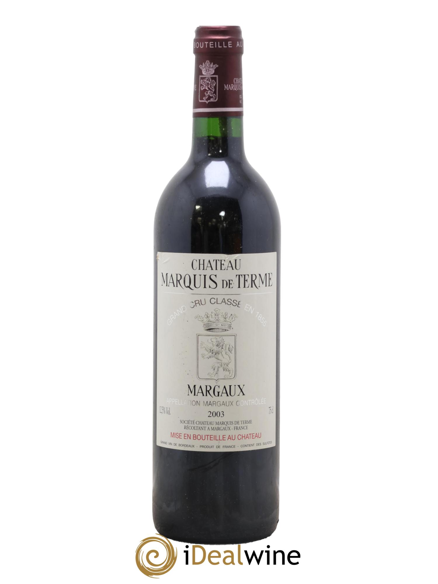 Château Marquis de Terme 4ème Grand Cru Classé 2003 - Posten von 1 Flasche - 0