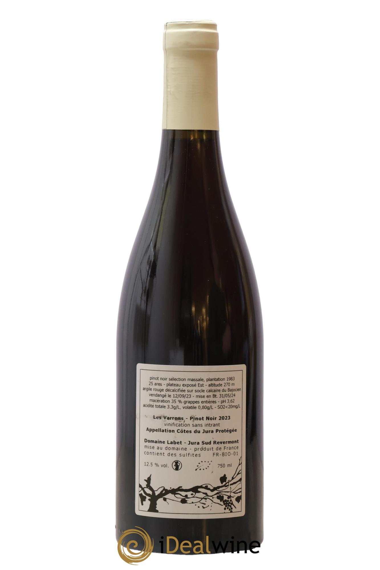 Côtes du Jura Pinot Noir Les Varrons Sélection Massale Romain - Julien - Charline Labet 2023 - Lot de 1 bouteille - 1
