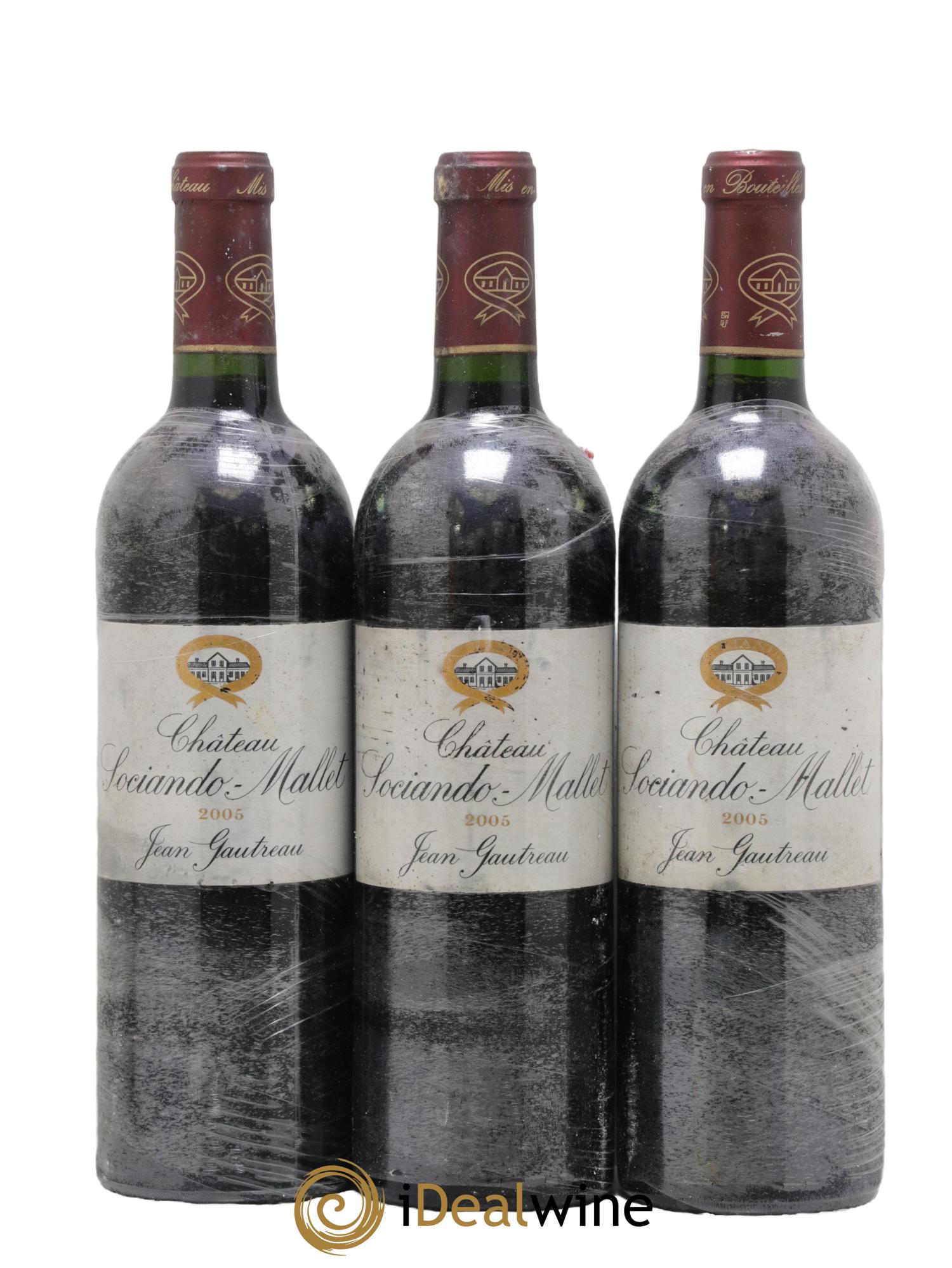 Château Sociando Mallet 2005 - Lot de 3 bouteilles - 0