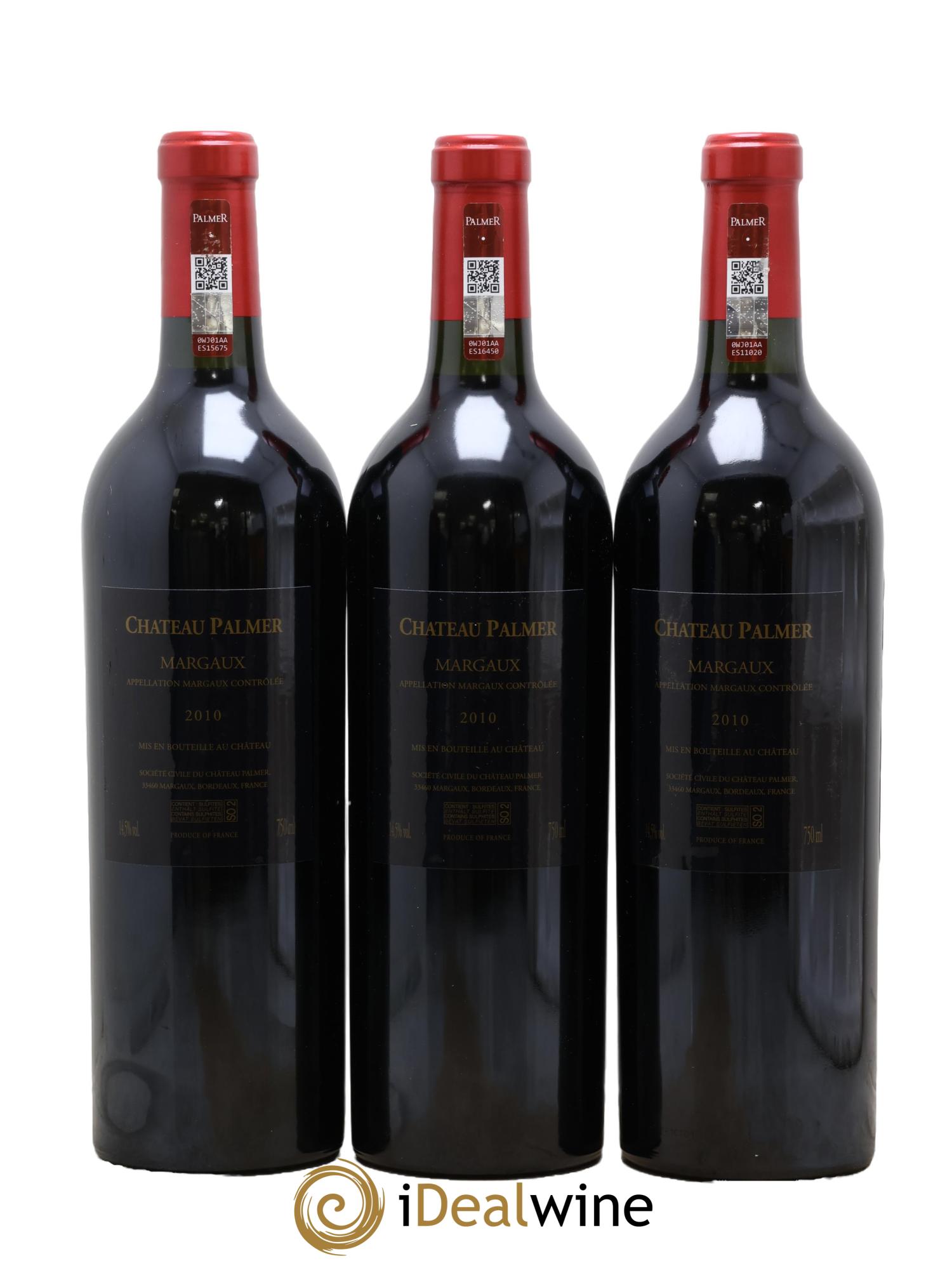 Château Palmer 3ème Grand Cru Classé 2010 - Lot of 3 bottles - 1