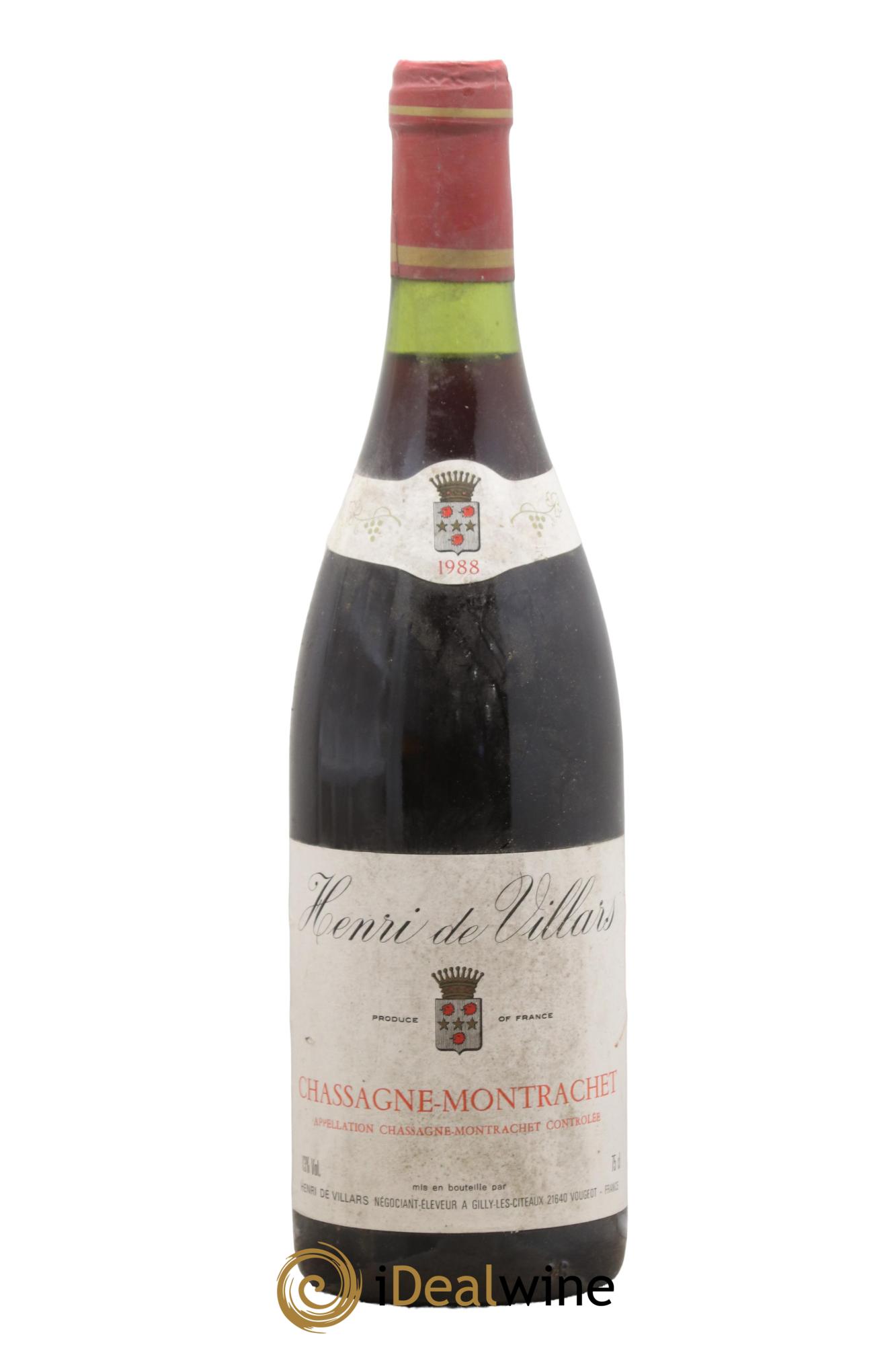 Chassagne-Montrachet Henri De Villars 1988 - Lot de 1 bouteille - 0