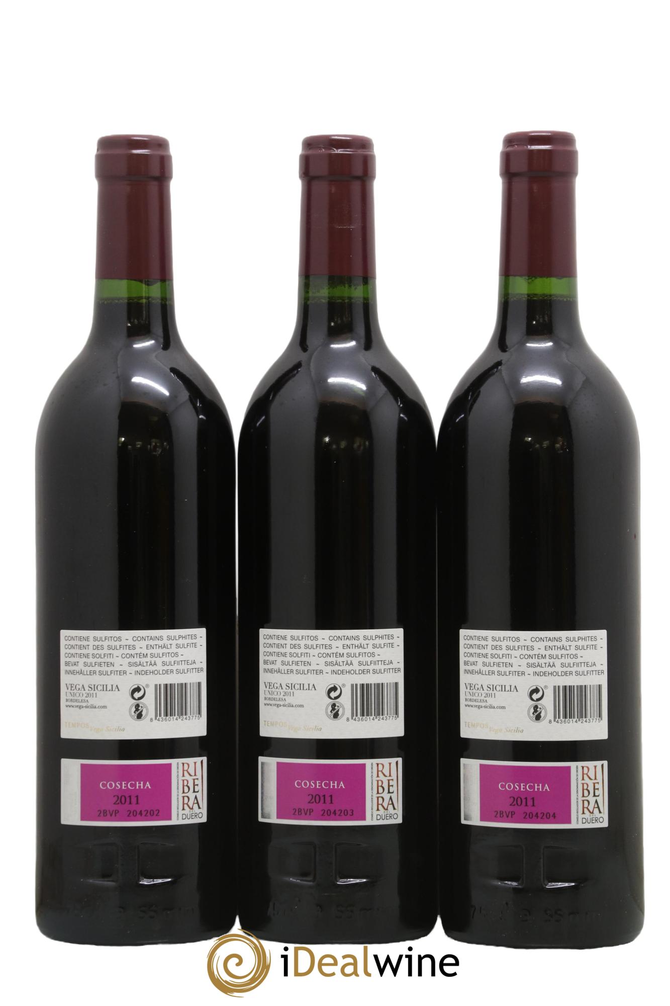 Ribera Del Duero DO Vega Sicilia Unico Famille Alvarez 2011 - Lot de 3 bouteilles - 1