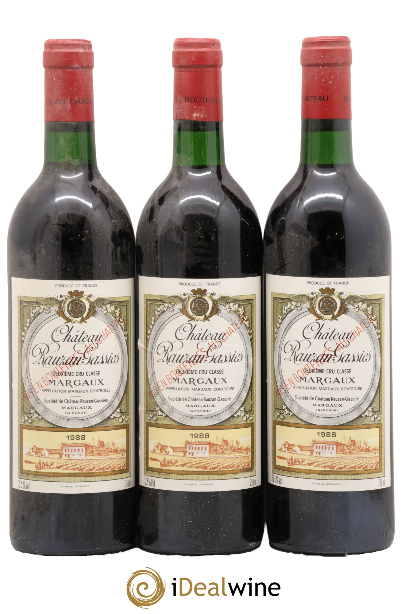 Château Rauzan-Gassies 2ème Grand Cru Classé 1988 - Lot de 3 bouteilles - 0