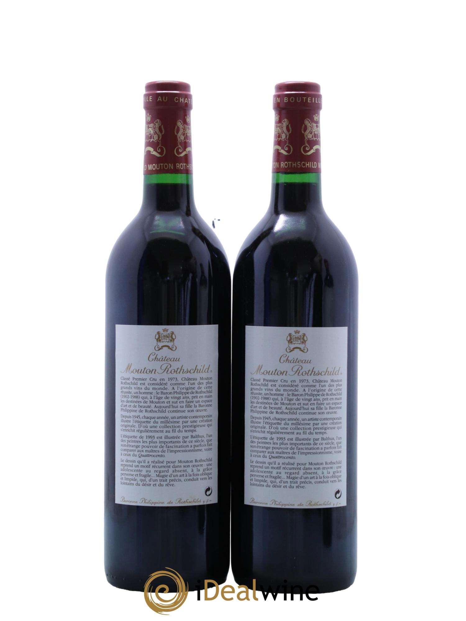 Château Mouton Rothschild 1er Grand Cru Classé 1993 - Lot de 2 bouteilles - 1