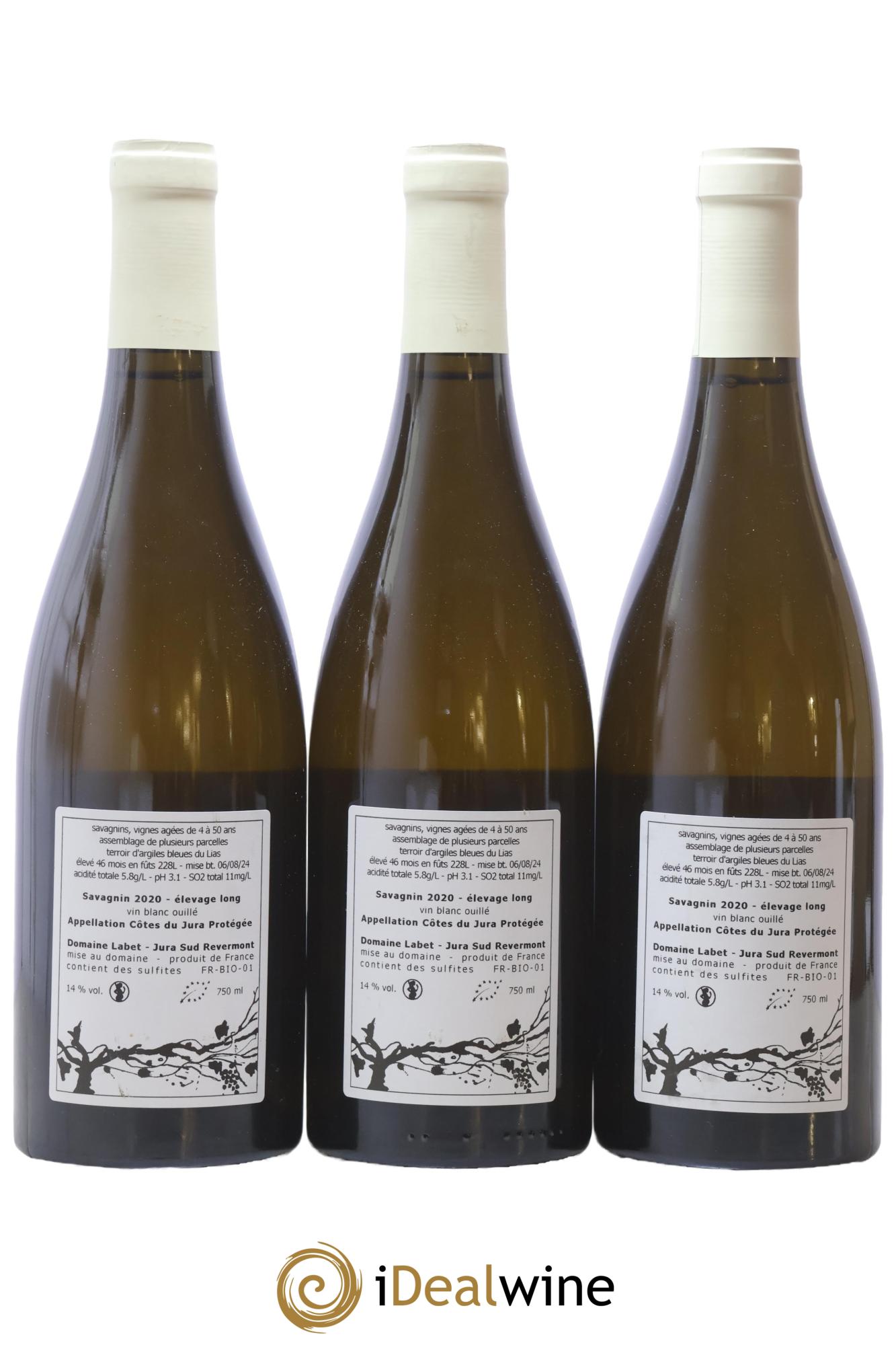 Côtes du Jura Savagnin en Chalasse Elevage Long Romain - Julien - Charline Labet 2020 - Lot de 3 bouteilles - 1