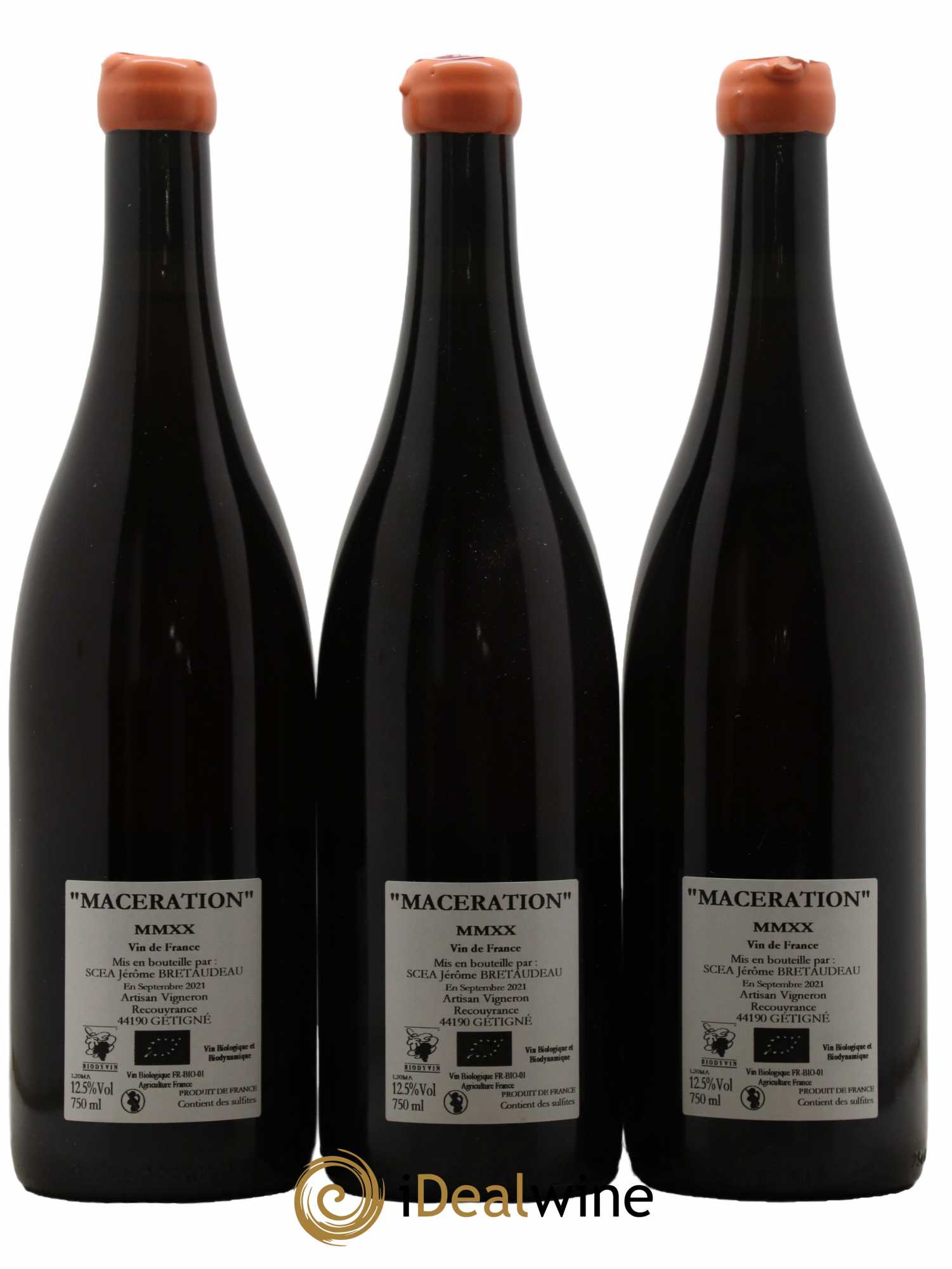 Vin de France Macération Jérôme Bretaudeau - Domaine de Bellevue 2020 - Lot de 3 bouteilles - 1