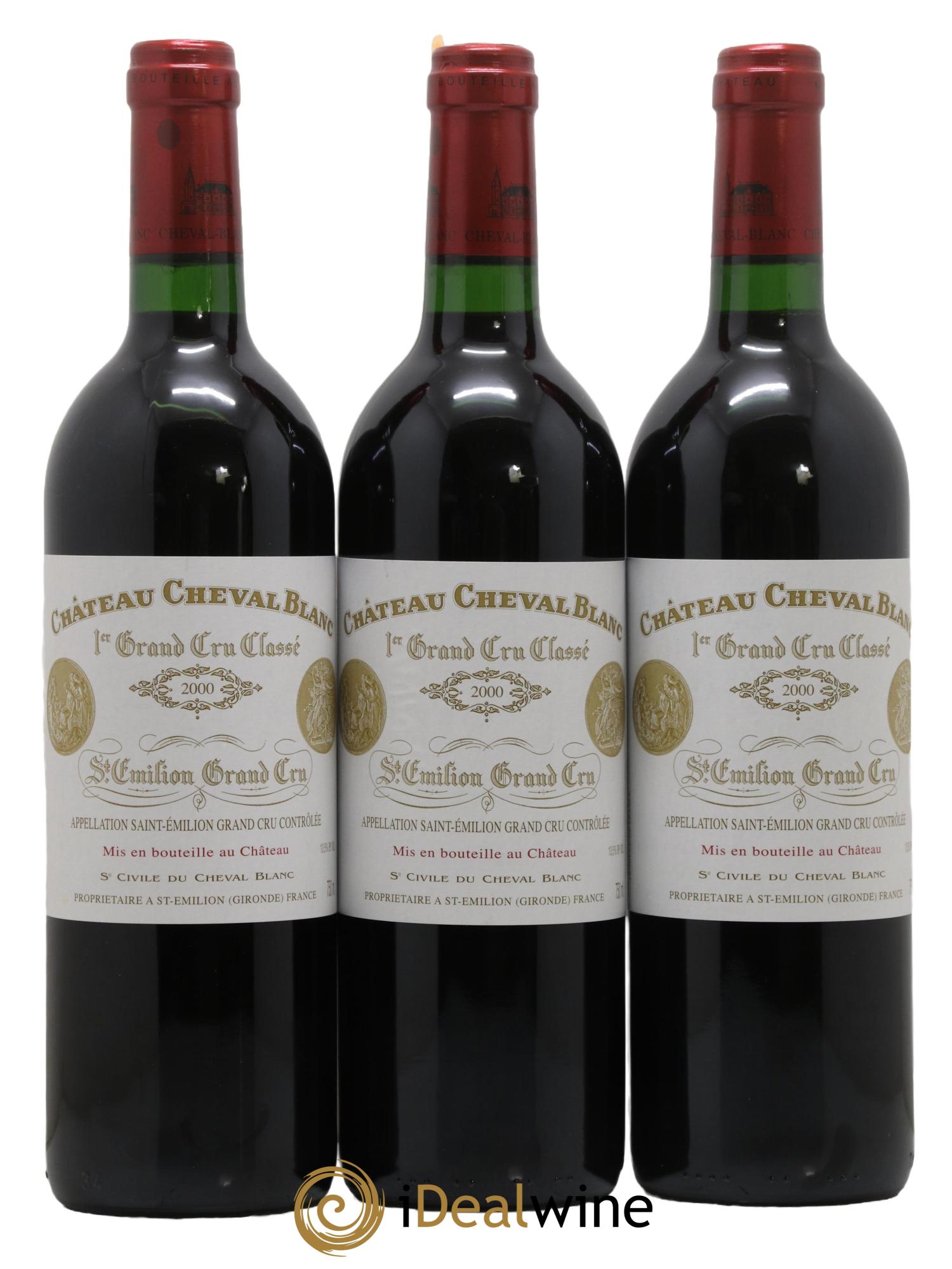 Château Cheval Blanc 1er Grand Cru Classé A 2000 - Lot de 3 bouteilles - 0