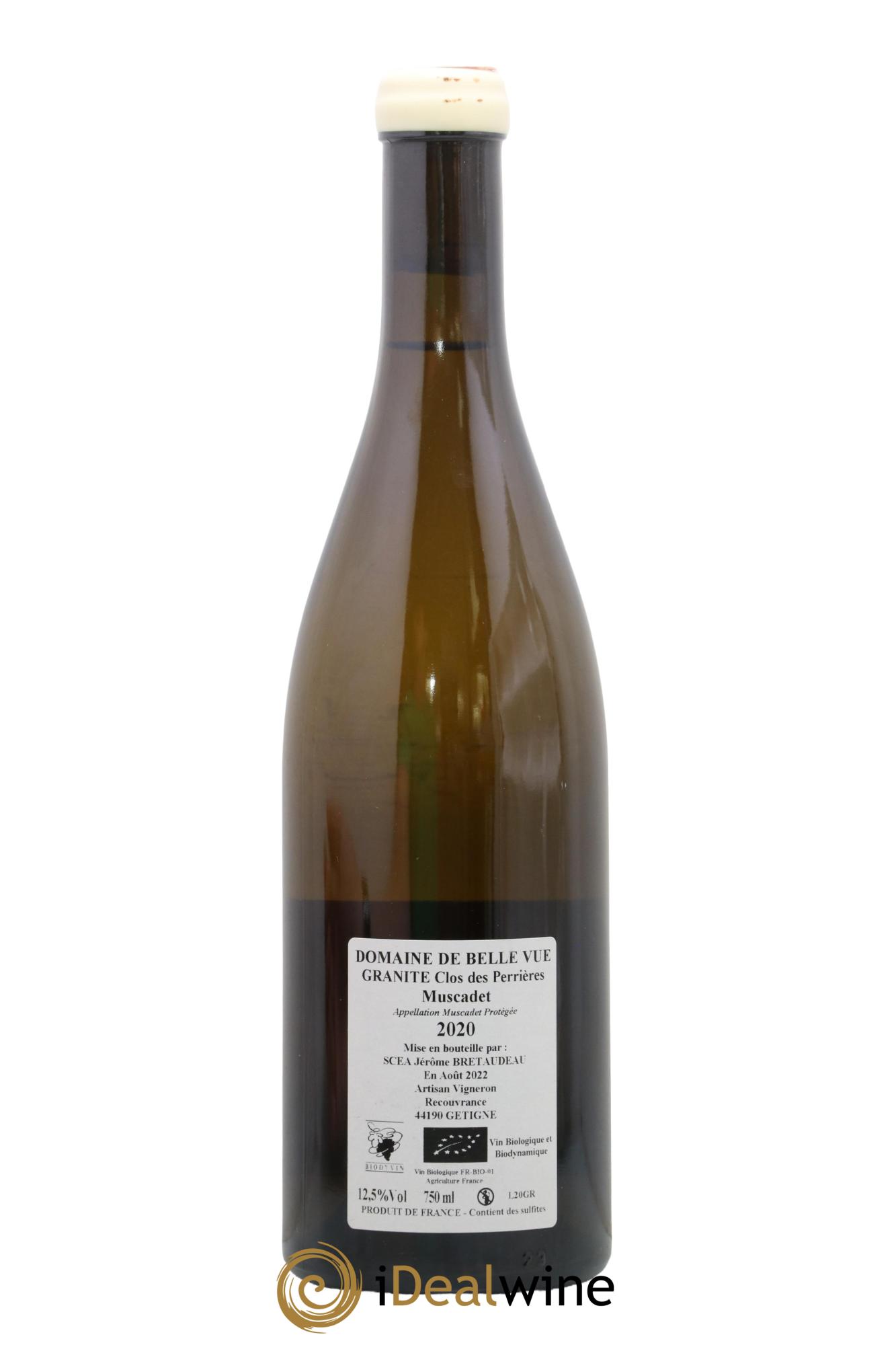 Muscadet-Sèvre-et-Maine Granite Clos des Perrières Jérôme Bretaudeau - Domaine de Bellevue 2020 - Lot de 1 bouteille - 1