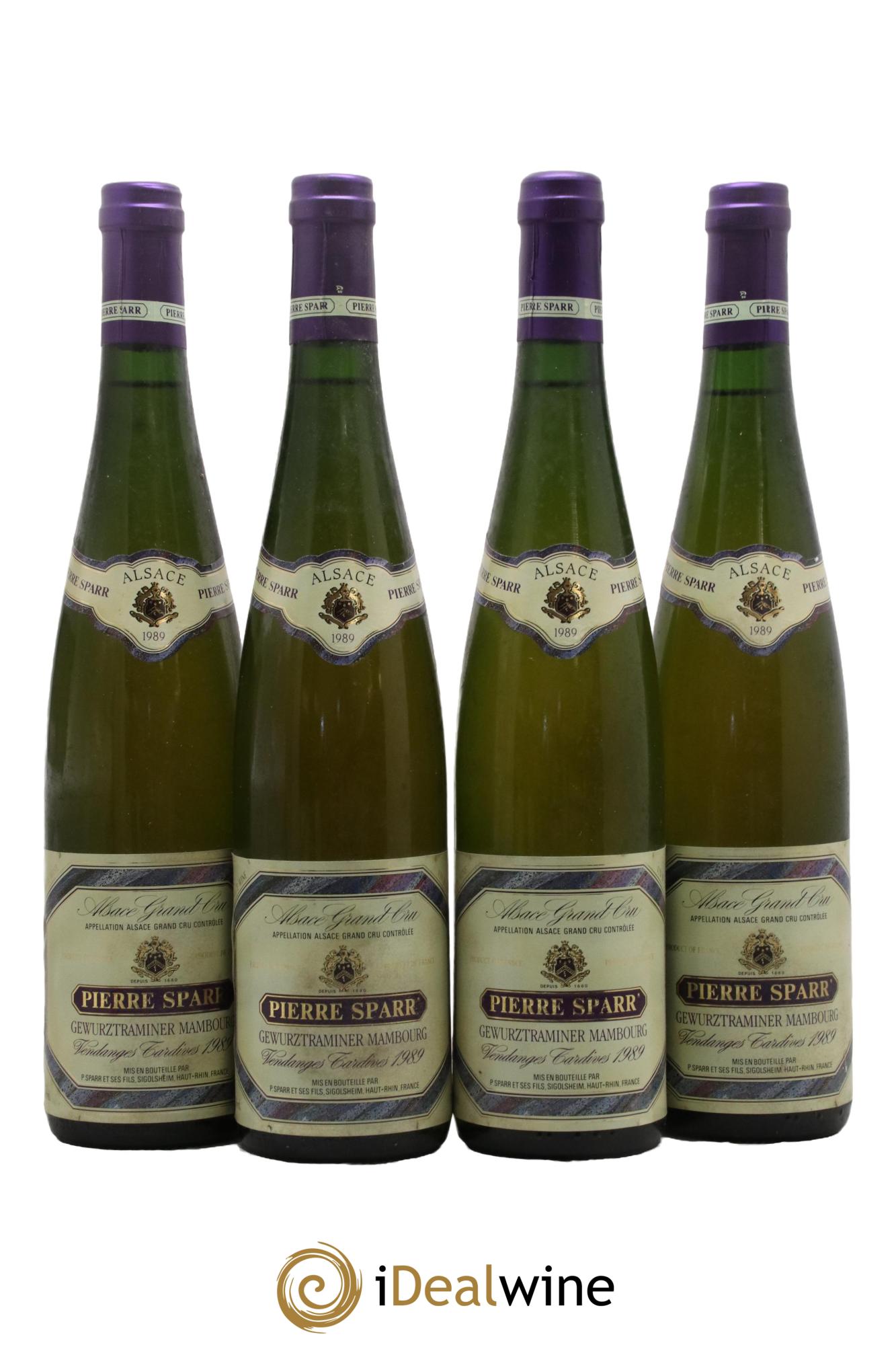 Alsace Grand Cru Mambourg Gewurztraminer Vendanges Tardives Pierre Sparr  1989 - Posten von 4 Flaschen - 0