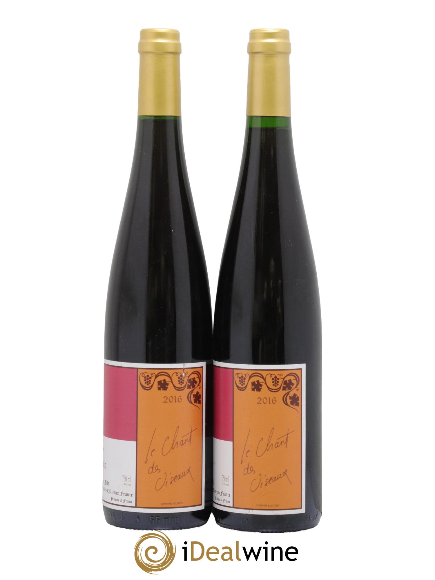 Alsace Pinot noir Le Chant des Oiseaux Gérard Schueller (Domaine) 2016 - Lot of 2 bottles - 1