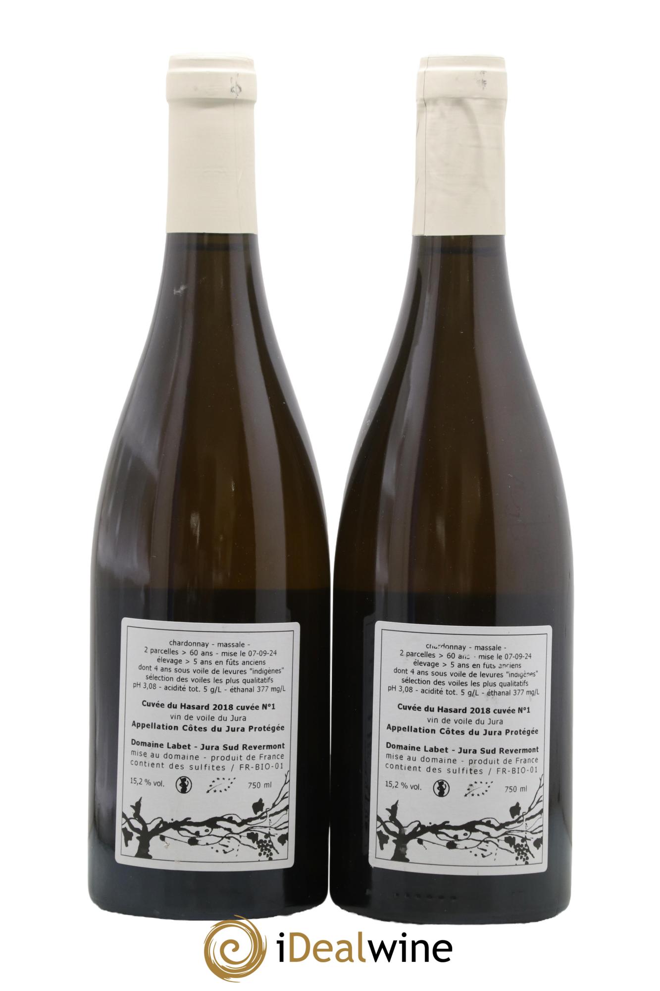 Côtes du Jura Vin de voile Chardonnay du Hasard Romain - Julien  - Charline Labet 2018 - Lot de 2 bouteilles - 1