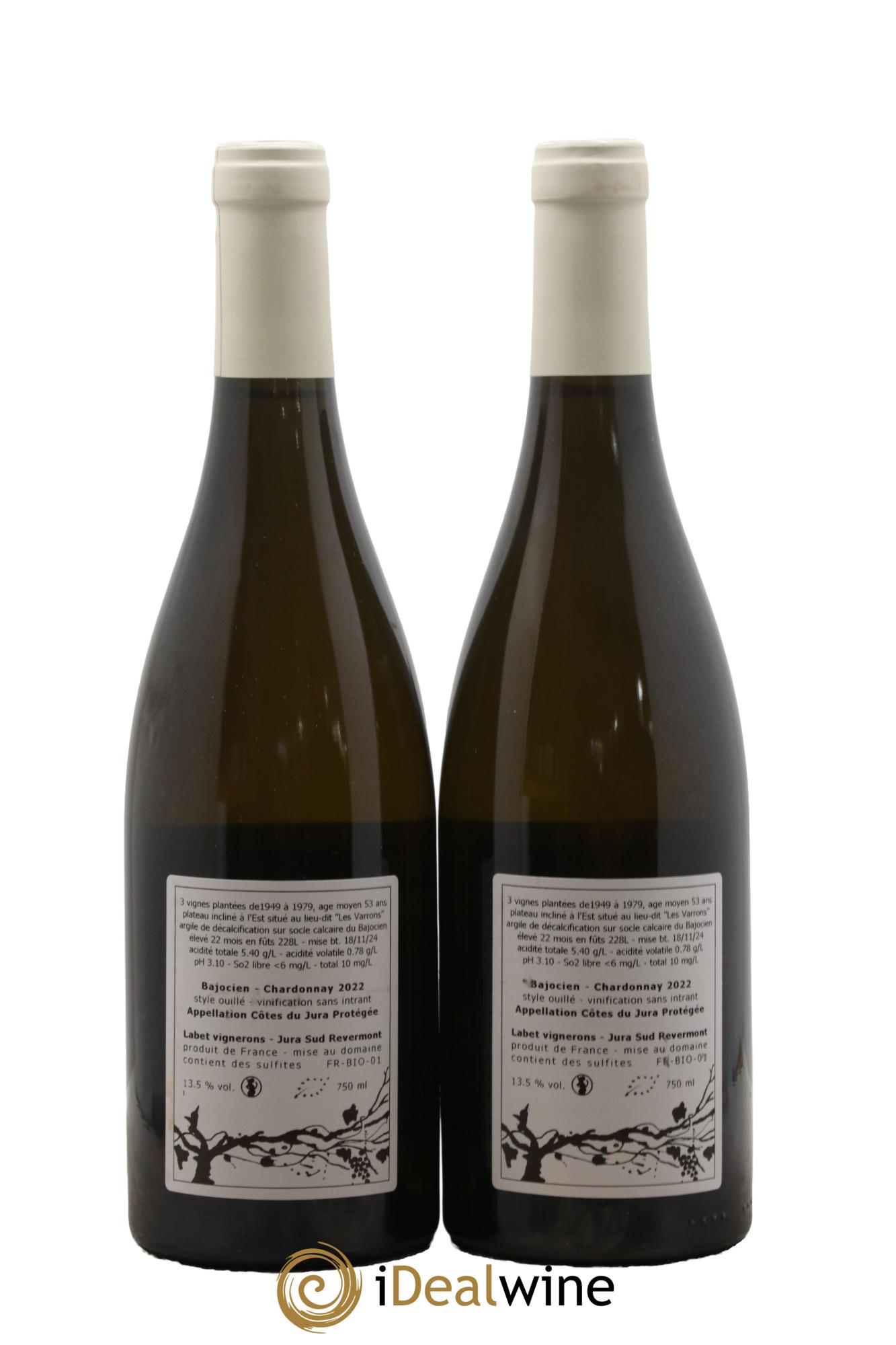 Côtes du Jura Chardonnay Bajocien Romain - Julien  - Charline Labet 2022 - Lot de 2 bouteilles - 1