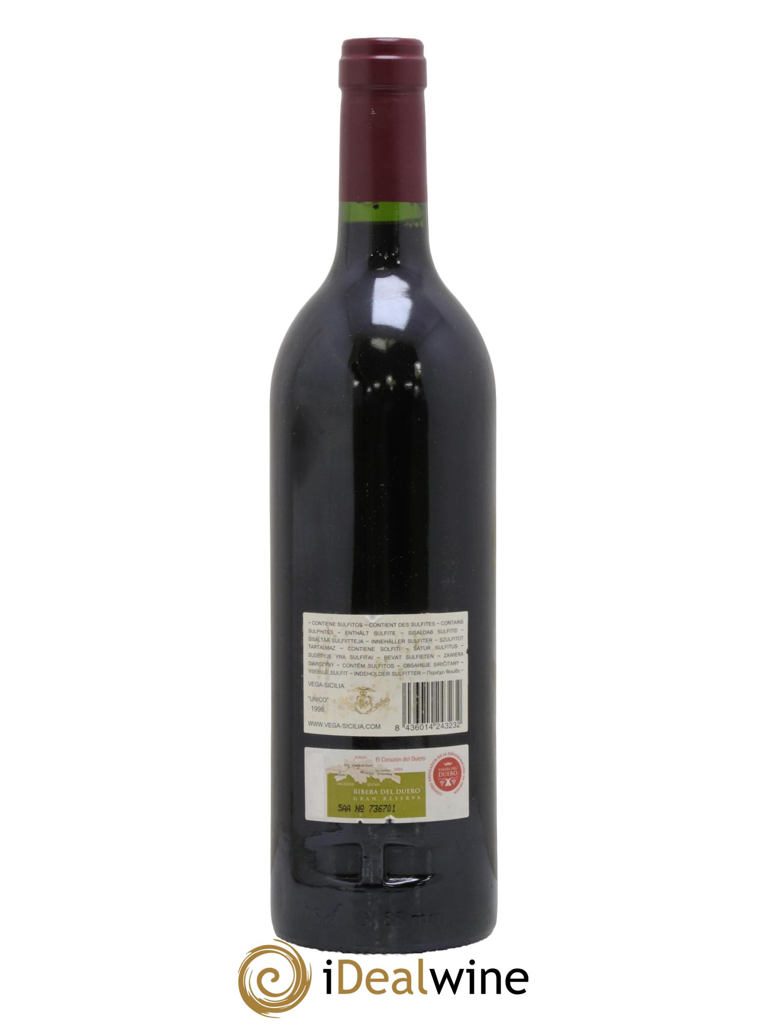 Ribera Del Duero DO Vega Sicilia Unico Famille Alvarez 1998 - Lot of 1 bottle - 1