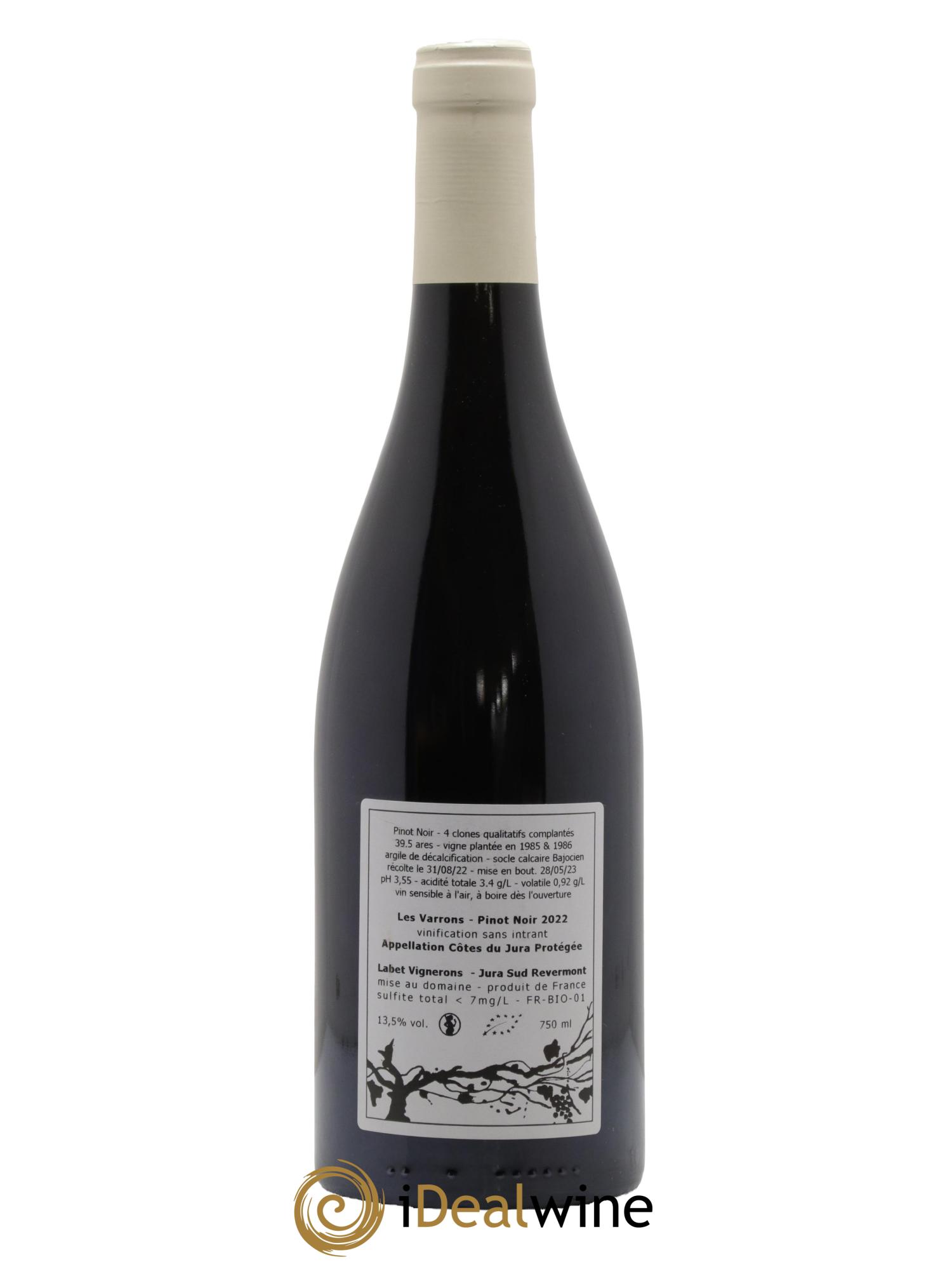 Côtes du Jura Pinot Noir Les Varrons Sélection Massale Romain - Julien - Charline Labet 2022 - Lot de 1 bouteille - 1