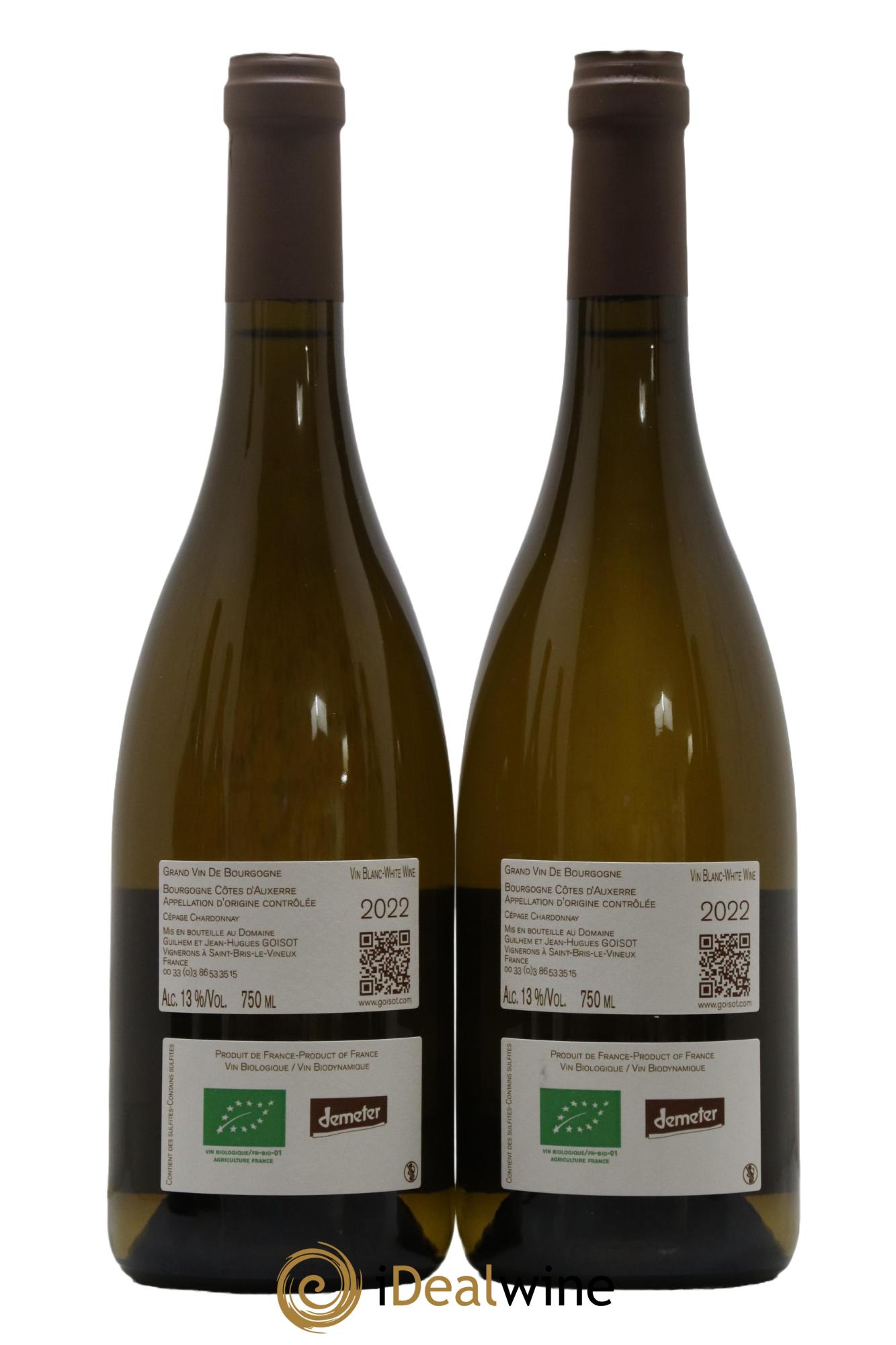 Bourgogne Côtes d'Auxerre Goisot 2022 - Lot de 2 bouteilles - 1
