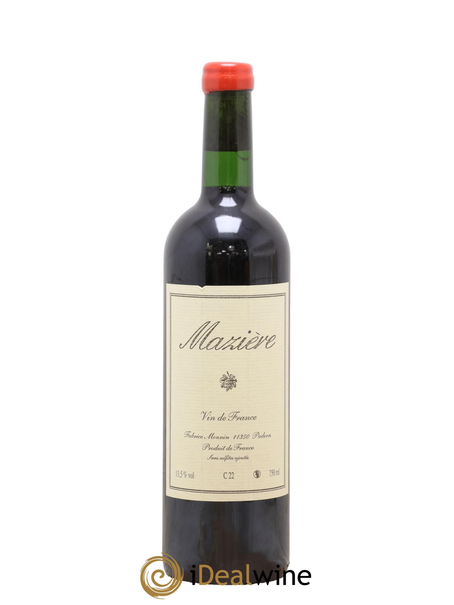 Vin de France Mazière Carignan Fabrice Monnin 2022 - Lot de 1 bouteille - 0