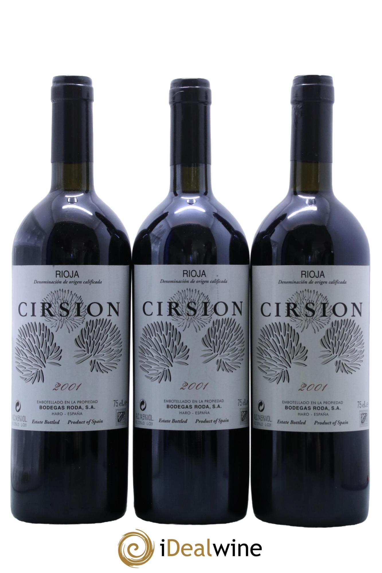 Rioja DOCA Cirsion Bodegas Roda 2001 - Lotto di 3 bottiglie - 0