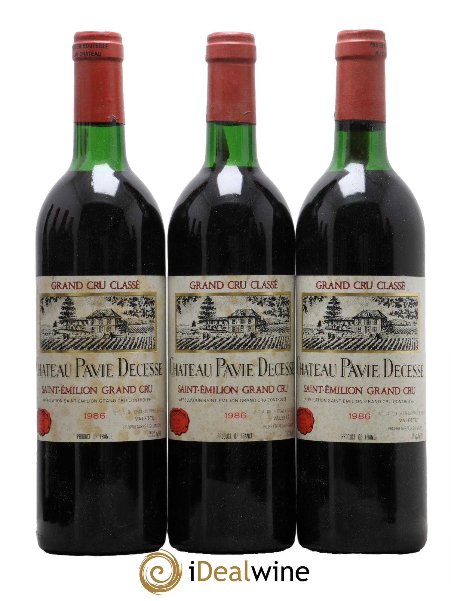 Château Pavie Decesse Grand Cru Classé 1986 - Lot de 3 bouteilles - 0