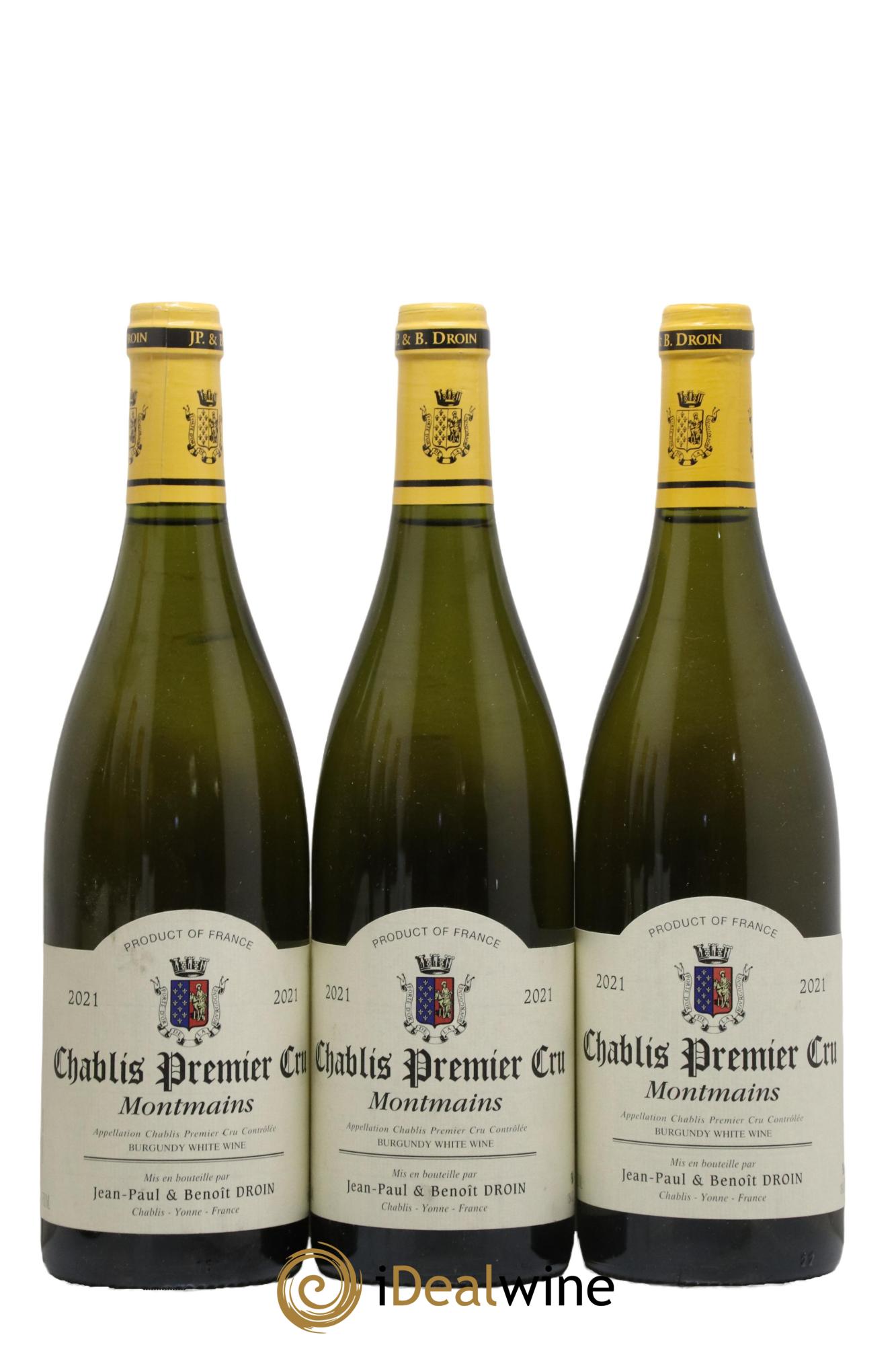 Chablis 1er Cru Montmains Jean-Paul & Benoît Droin (Domaine) 2021 - Lot de 3 bouteilles - 0