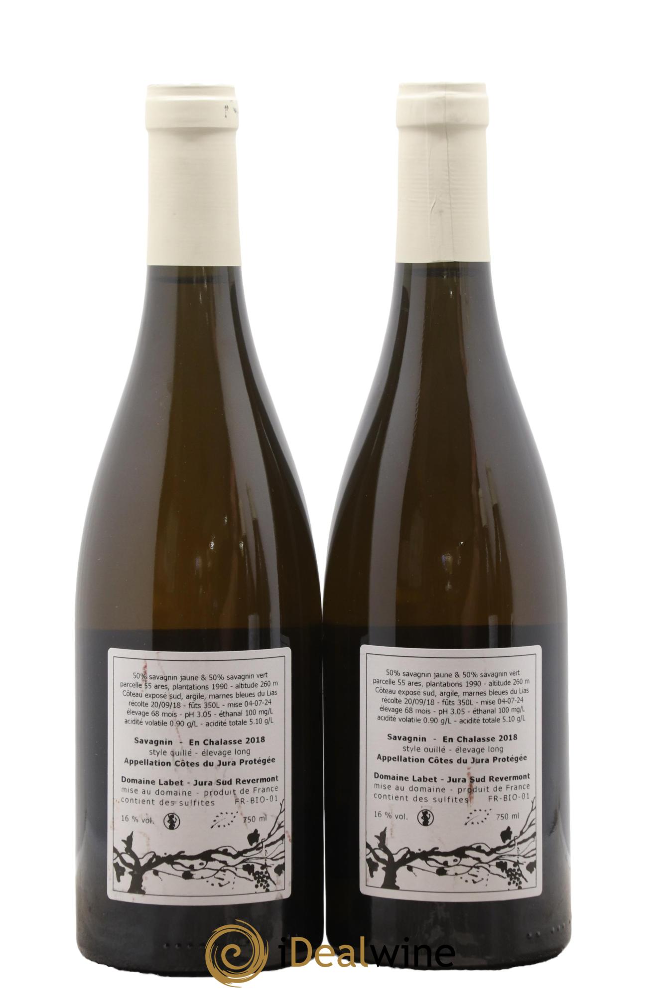 Côtes du Jura Savagnin en Chalasse Elevage Long Romain - Julien - Charline Labet 2018 - Lot de 2 bouteilles - 1