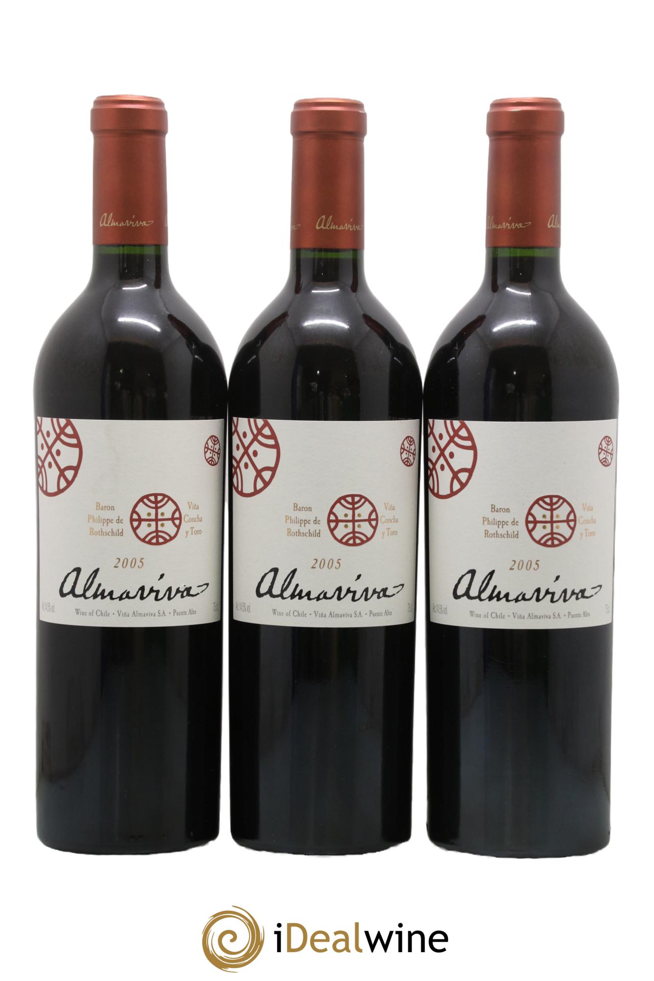 Chili Almaviva Baron P. de Rothschild Concha y Toro 2005 - Lotto di 3 bottiglie - 0