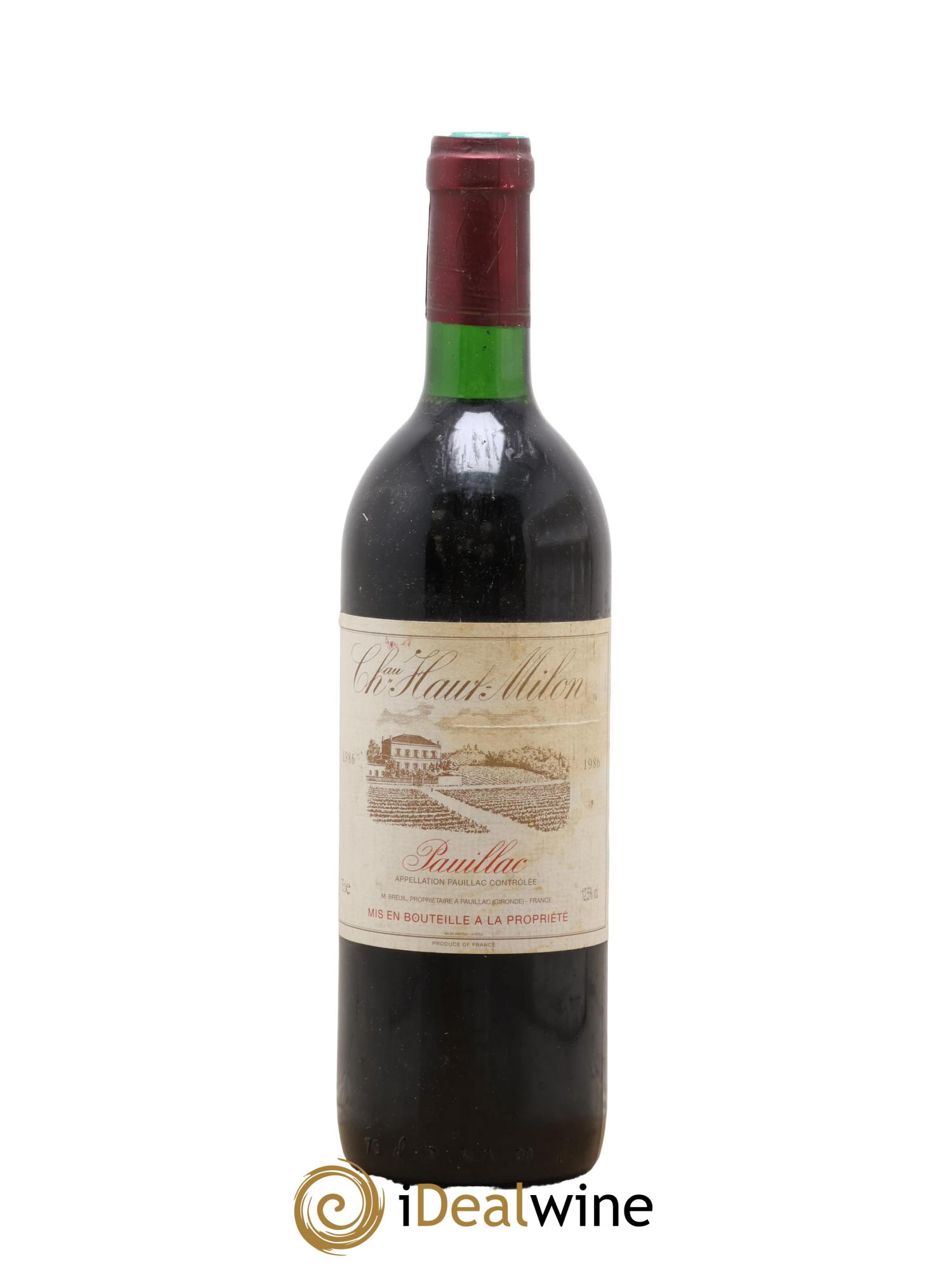 Pauillac Château Haut-Milon 1986 - Lot de 1 bouteille - 0