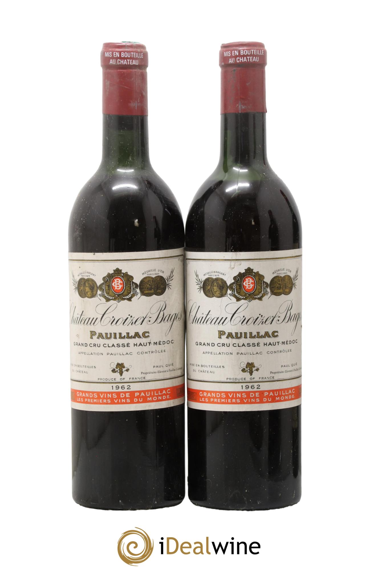 Château Croizet Bages 5ème Grand Cru Classé 1962 - Posten von 2 Flaschen - 0