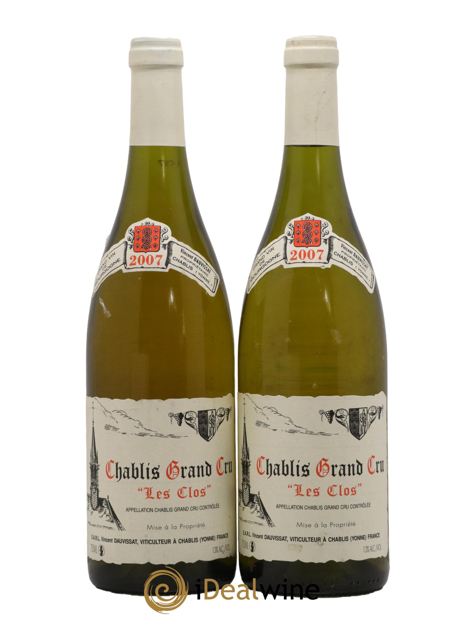 Chablis Grand Cru Les Clos Vincent Dauvissat (Domaine) 2007 - Lot de 2 bouteilles - 0