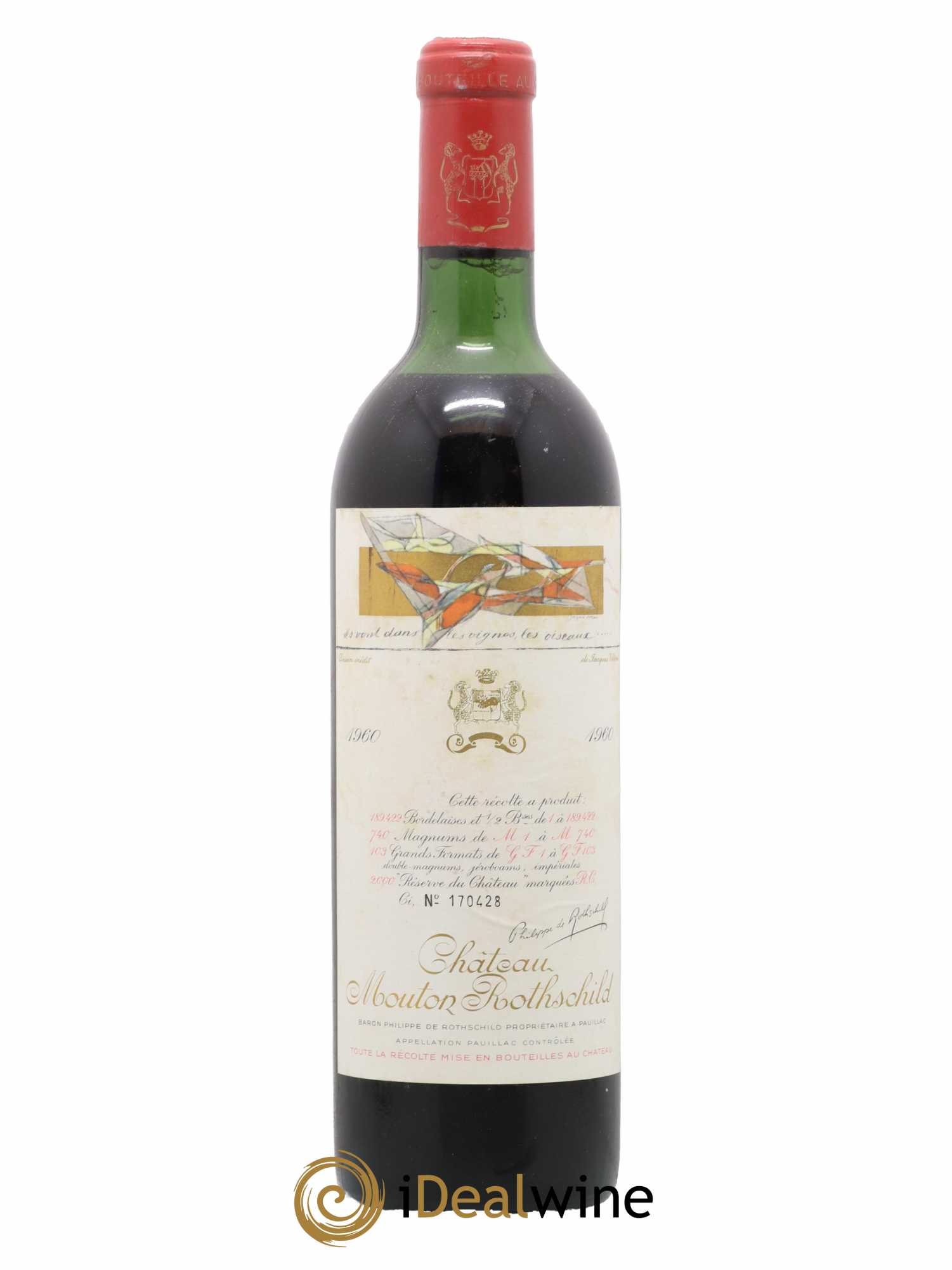 Château Mouton Rothschild 1er Grand Cru Classé 1960 - Lot de 1 bouteille - 0