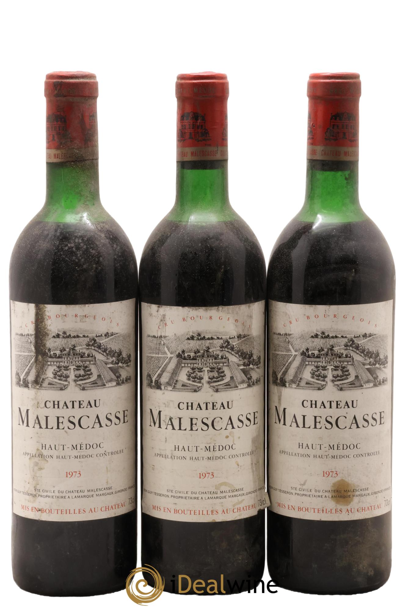 Château Malescasse Cru Bourgeois Exceptionnel 1973 - Lot de 3 bouteilles - 0