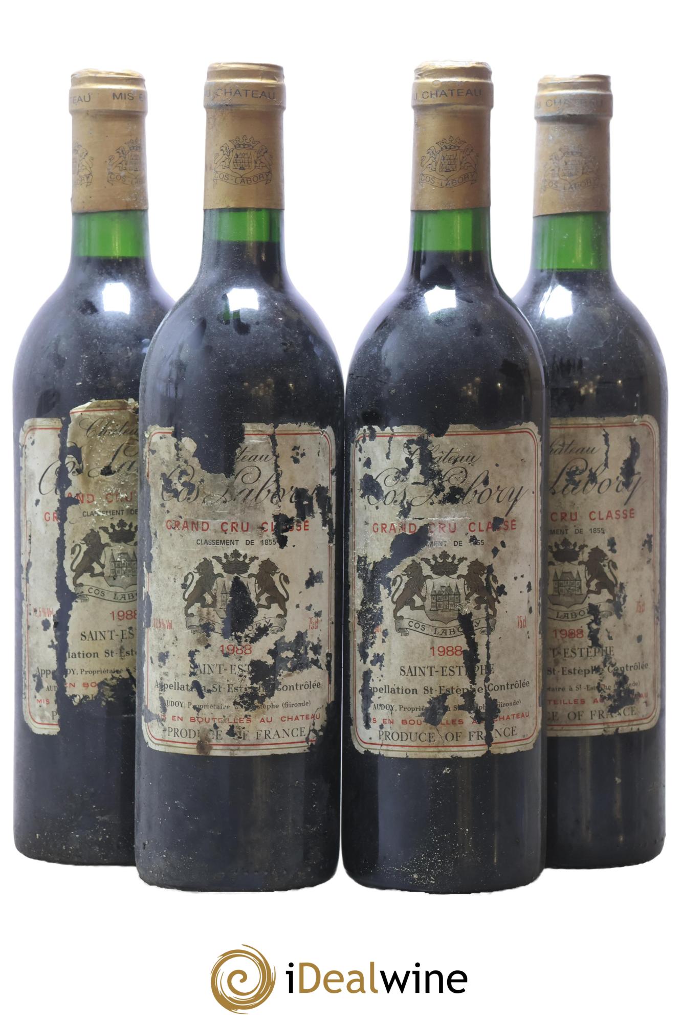 Château Cos Labory 5ème Grand Cru Classé 1988 - Lotto di 4 bottiglie - 0