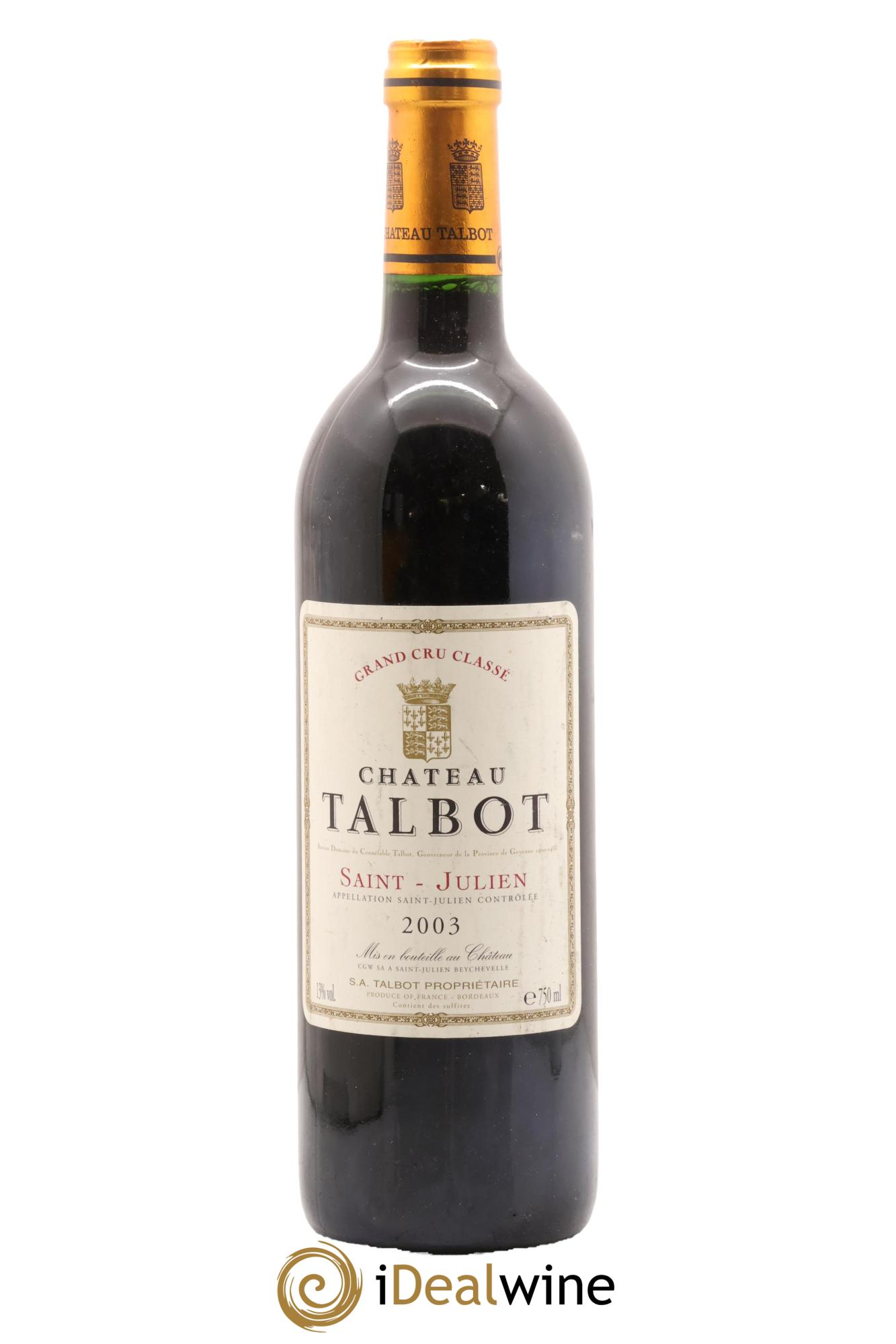 Château Talbot 4ème Grand Cru Classé 2003 - Lot de 1 bouteille - 0