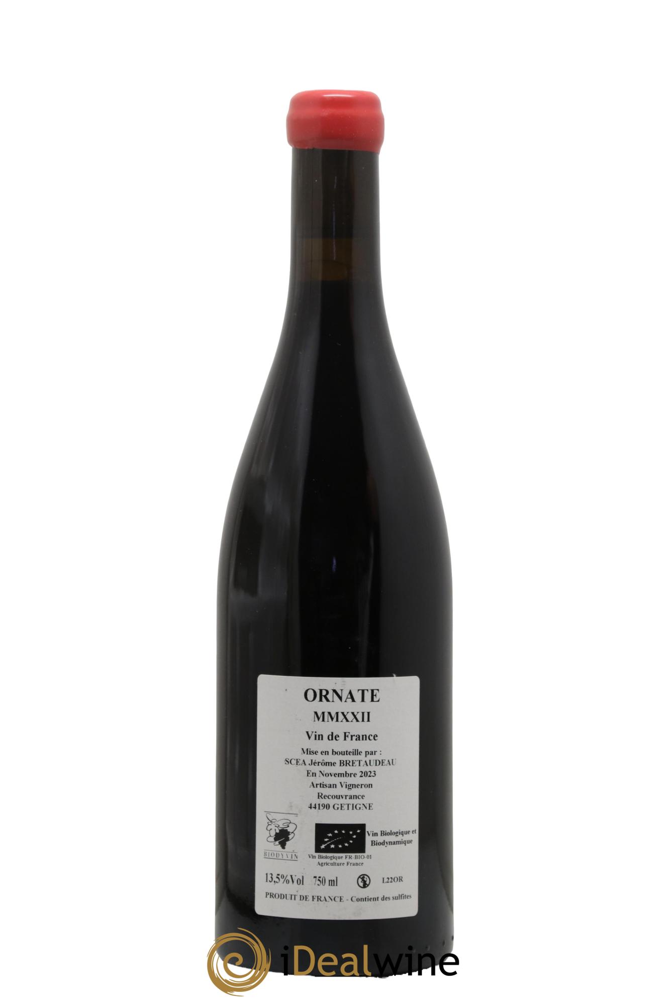 Vin de France Merlot Ornaté Jérôme Bretaudeau - Domaine de Bellevue 2022 - Lot de 1 bouteille - 1