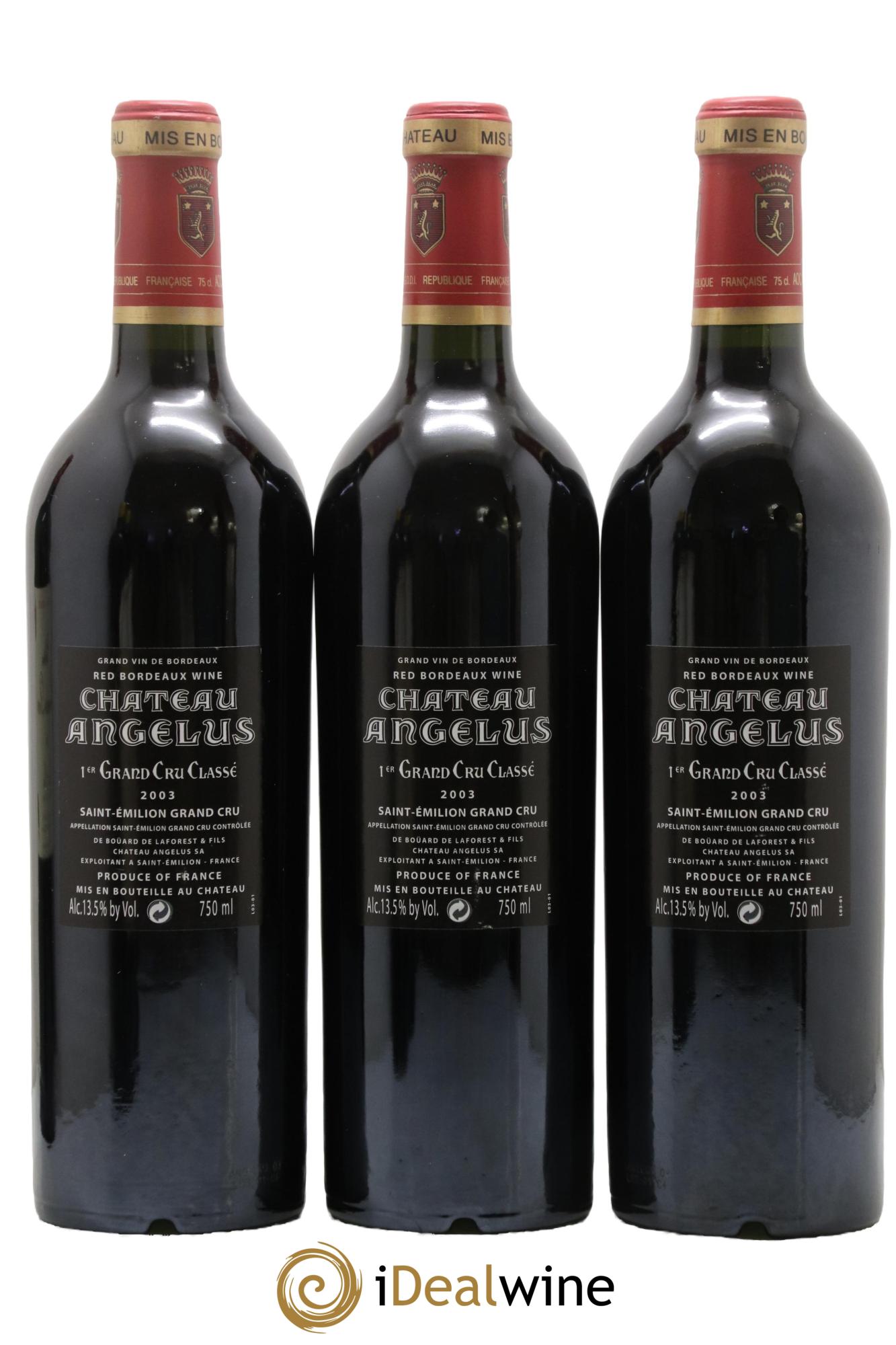 Château Angélus 1er Grand Cru Classé A 2003 - Posten von 3 Flaschen - 1