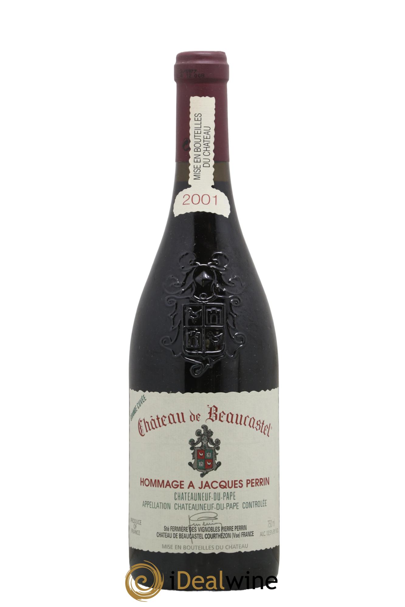 Châteauneuf-du-Pape Château de Beaucastel Hommage à Jacques Perrin Famille Perrin 2001 - Lot de 1 bouteille - 0