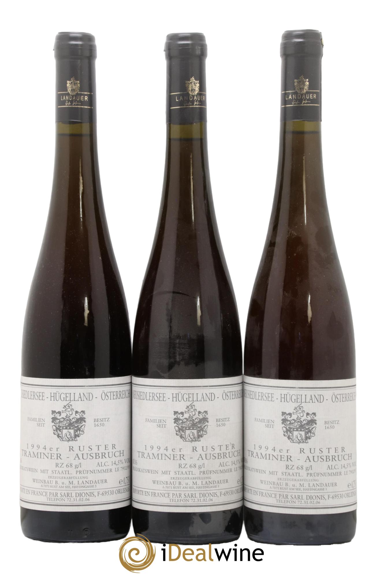 Autriche Ruster Traminer Ausbruch Domaine Landauer 1994 - Lotto di 3 bottiglie - 0