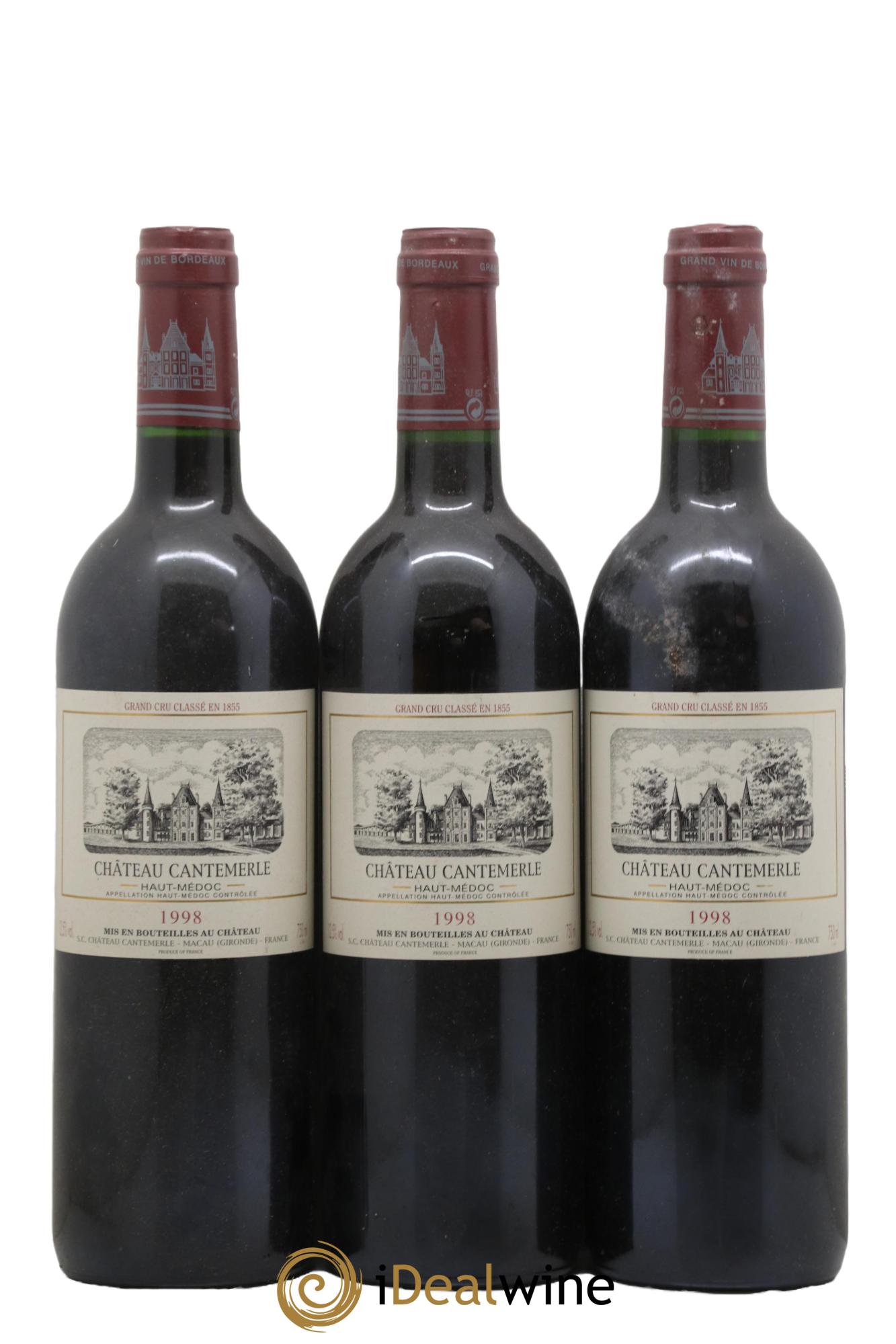 Château Cantemerle 5ème Grand Cru Classé 1998 - Lot of 3 bottles - 0