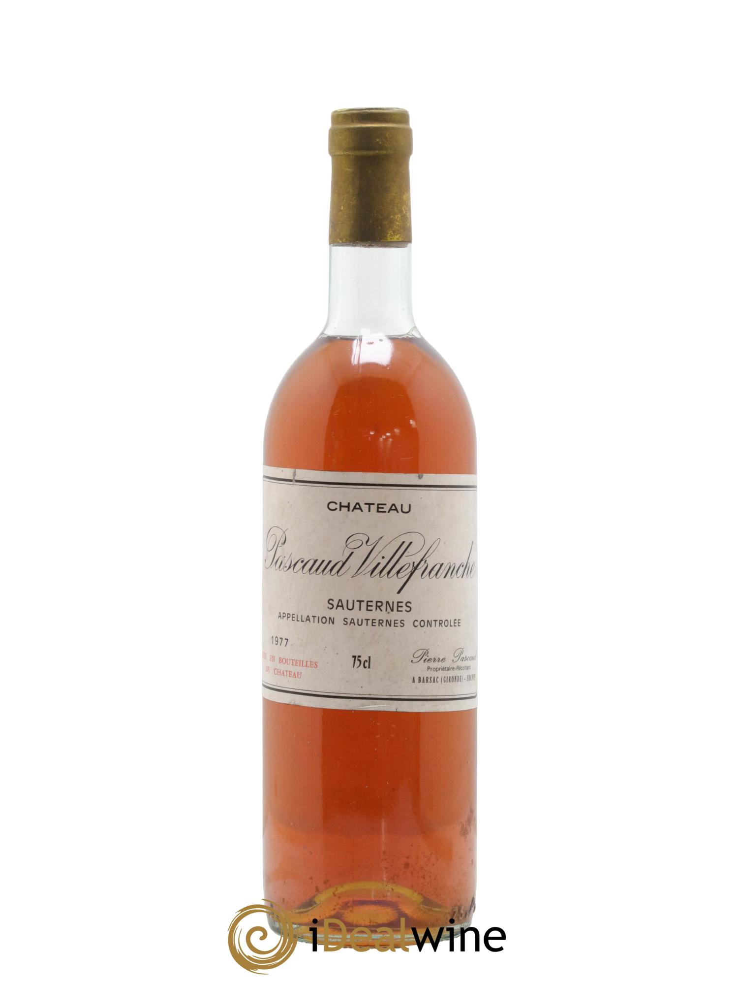 Sauternes Château Pascaud Villefranche 1977 - Lot de 1 bouteille - 0