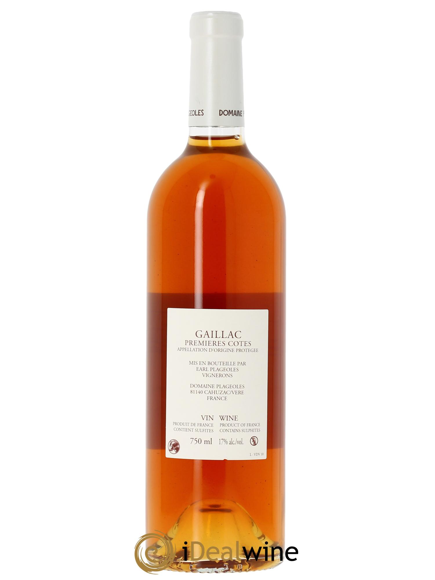 Gaillac Vin de voile Plageoles  2010 - Lot de 1 bouteille - 1