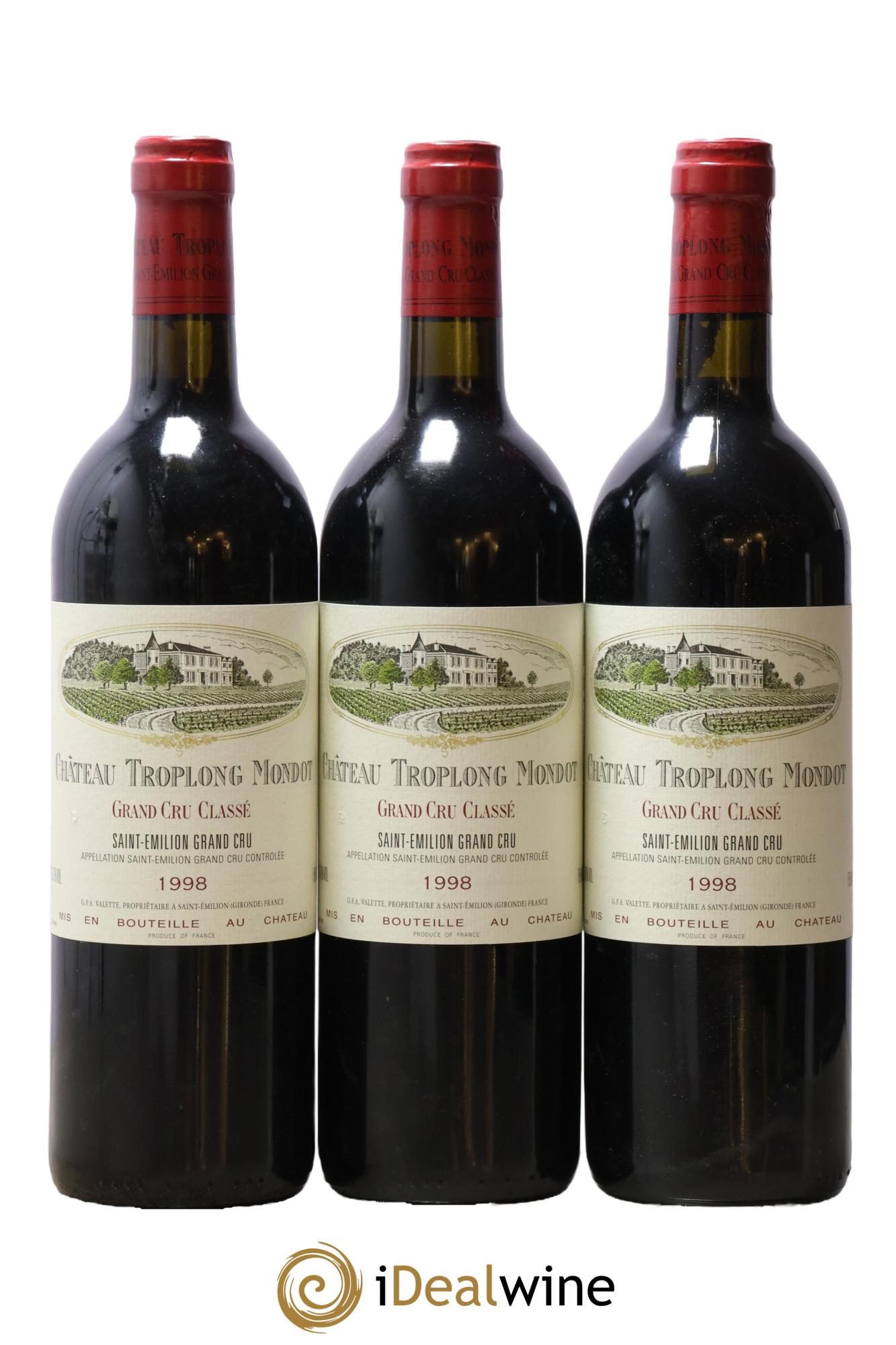 Château Troplong Mondot 1er Grand Cru Classé B 1998 - Lot de 3 bouteilles - 0