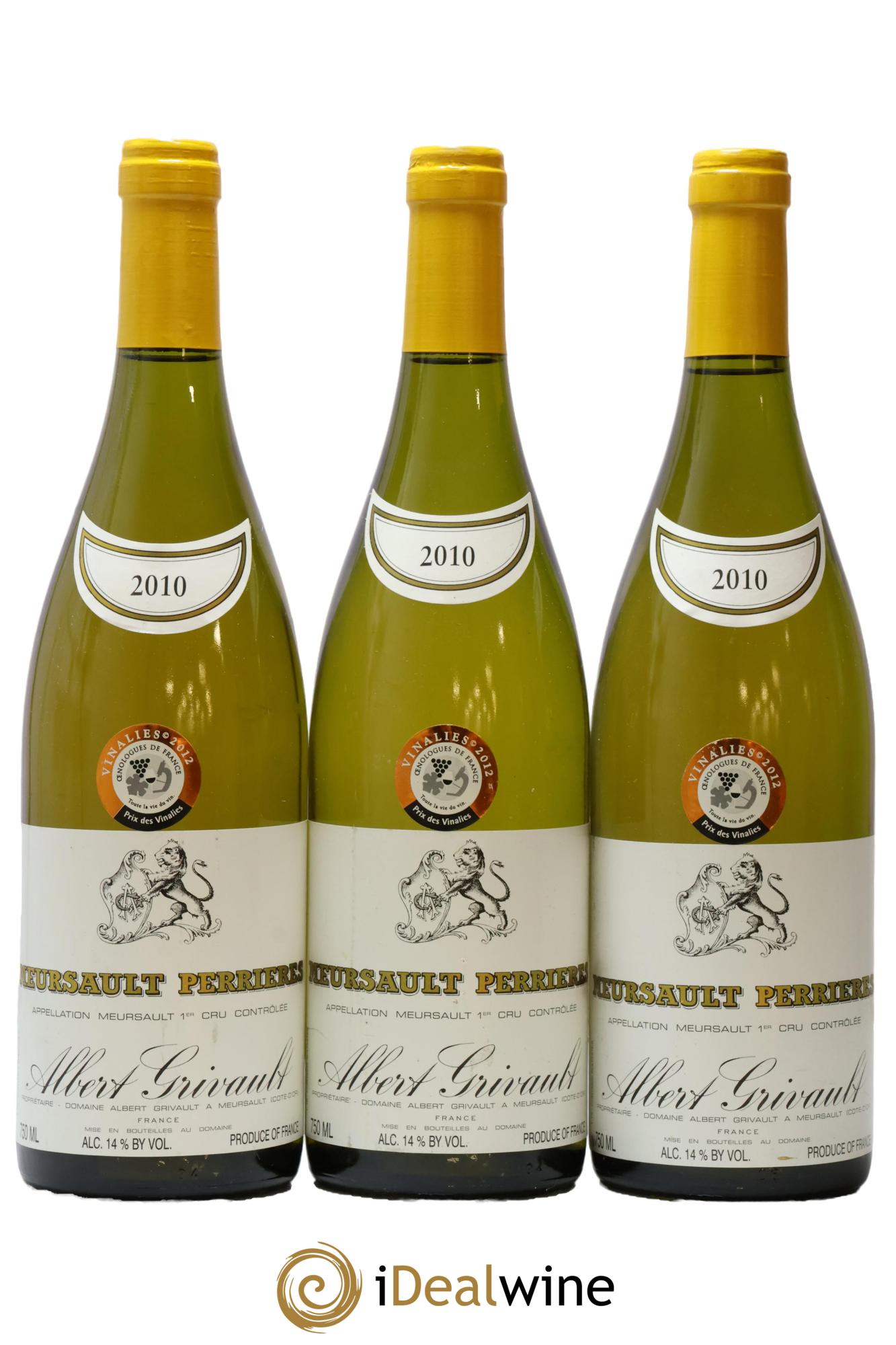Meursault 1er Cru Perrières Albert Grivault 2010 - Lot de 3 bouteilles - 0