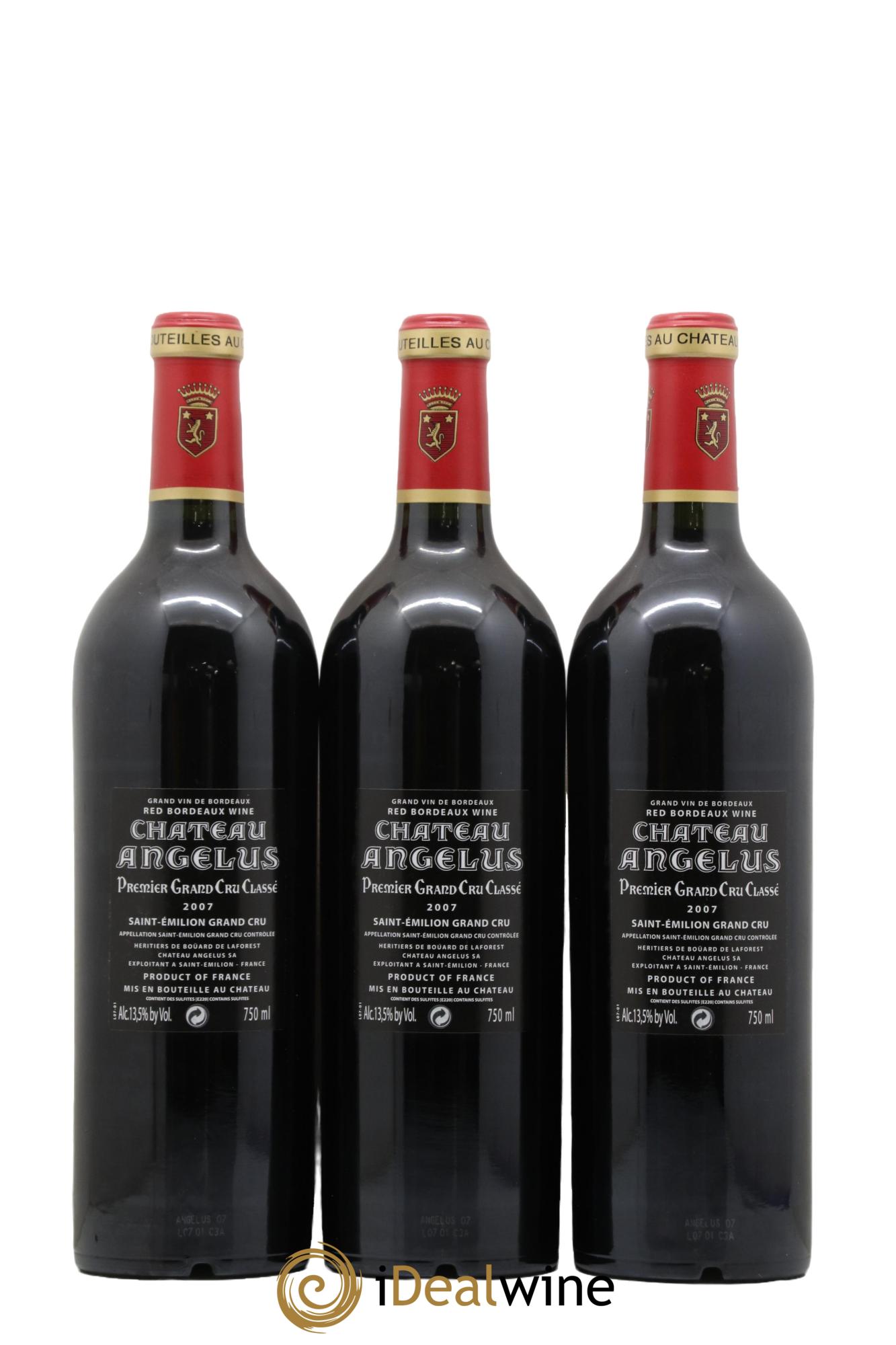 Château Angélus 1er Grand Cru Classé A 2007 - Lot de 3 bouteilles - 1