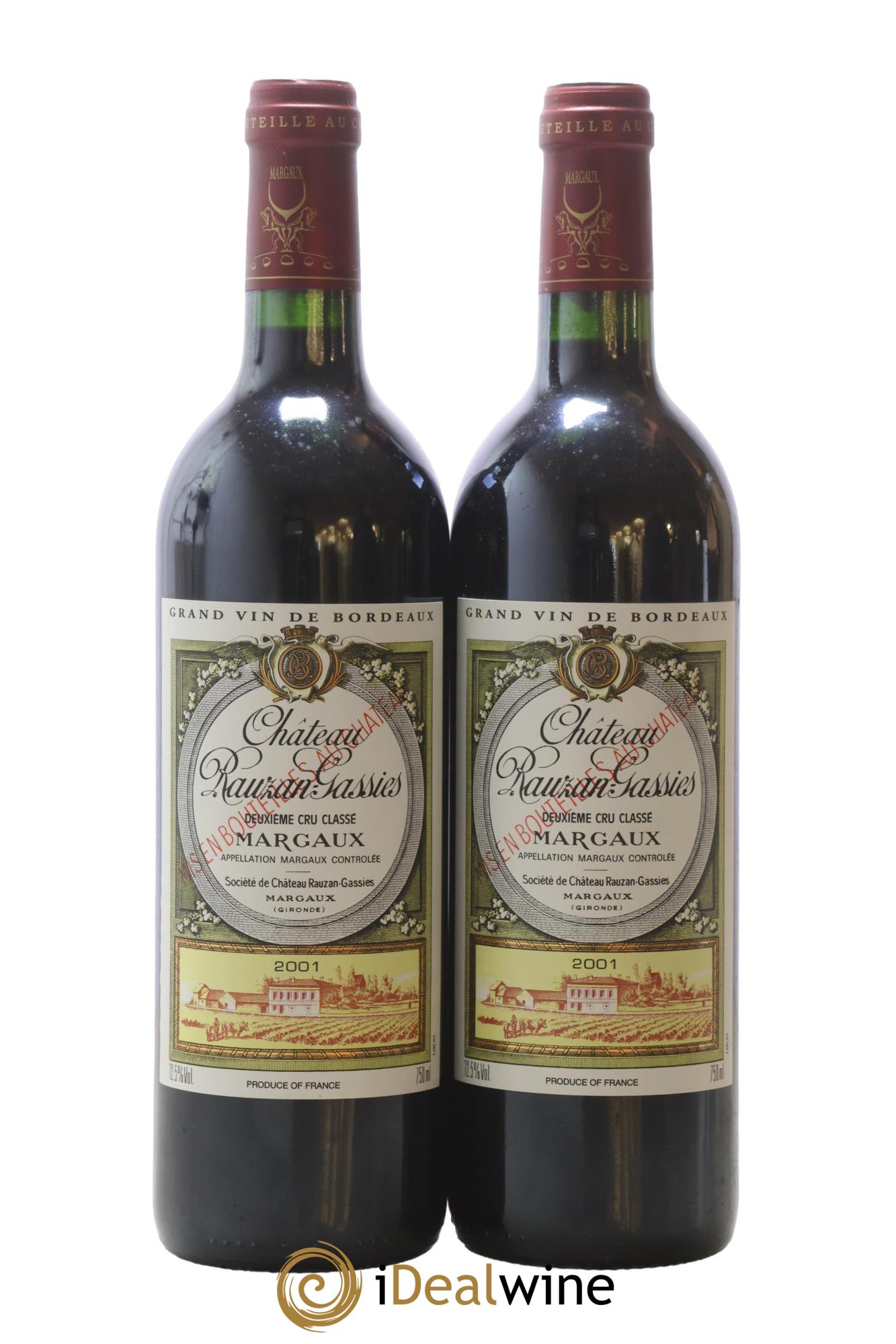 Château Rauzan-Gassies 2ème Grand Cru Classé 2001 - Lot de 2 bouteilles - 0