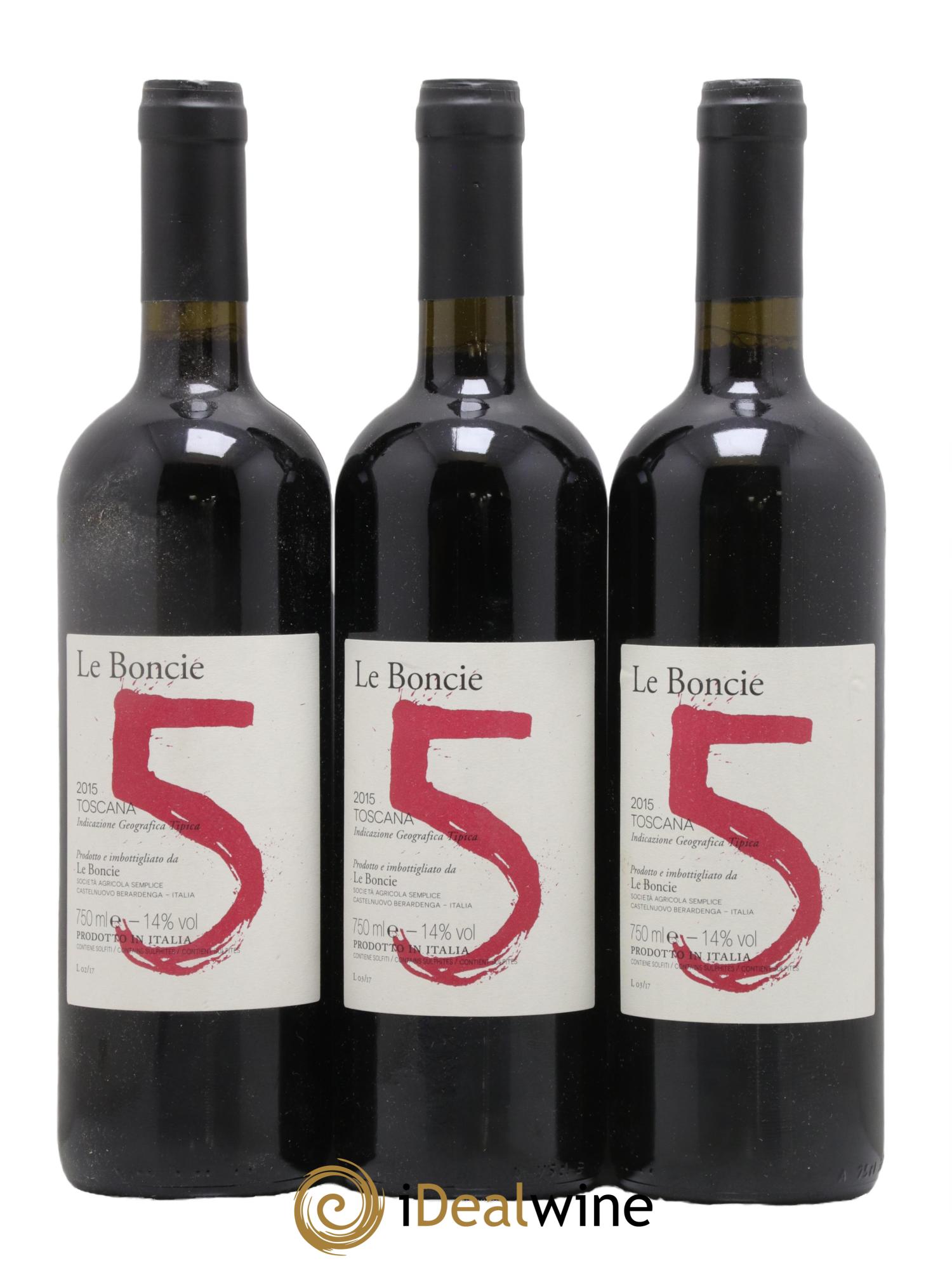 Toscana IGT Toscane 5 Le Boncie 2015 - Lot de 3 bouteilles - 0