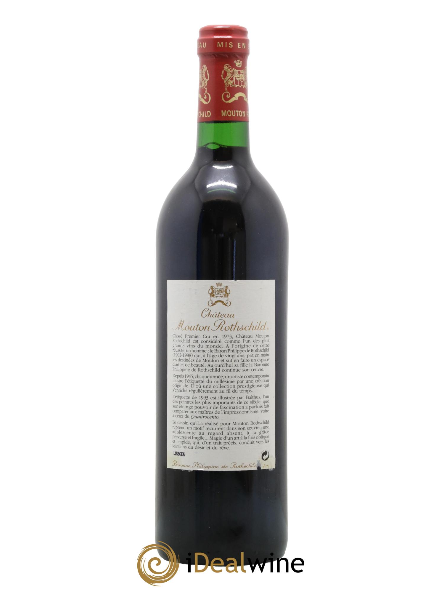 Château Mouton Rothschild 1er Grand Cru Classé 1993 - Lot de 1 bouteille - 1