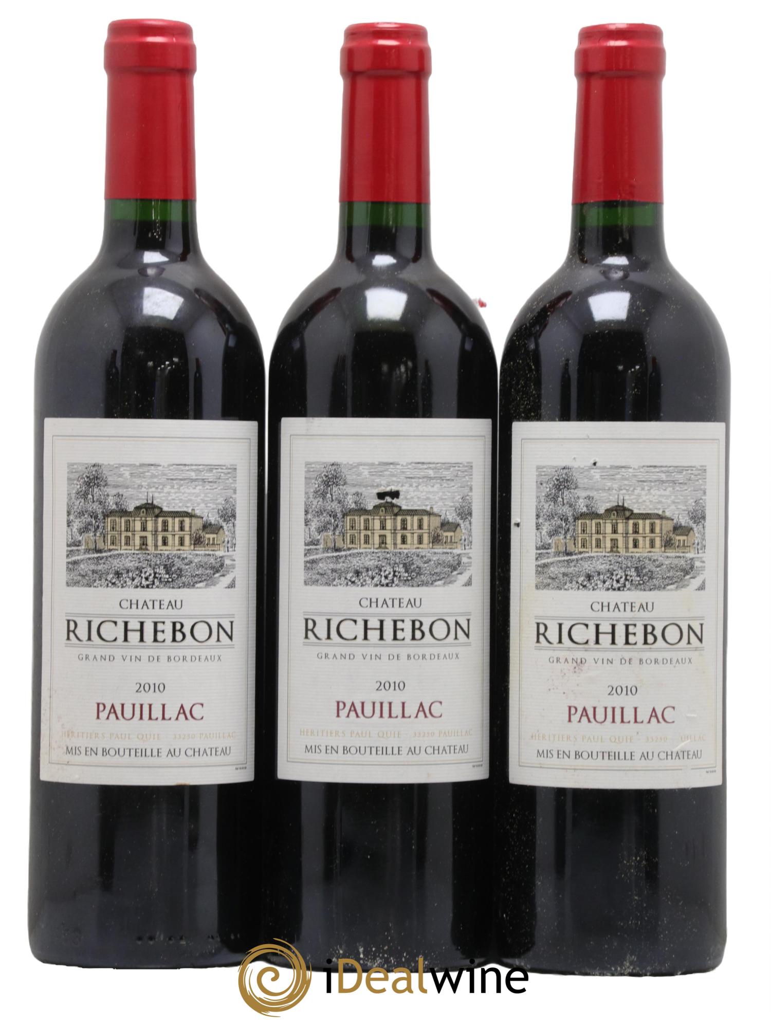 Pauillac Chateau Richebon 2010 - Lot of 3 bottles - 0