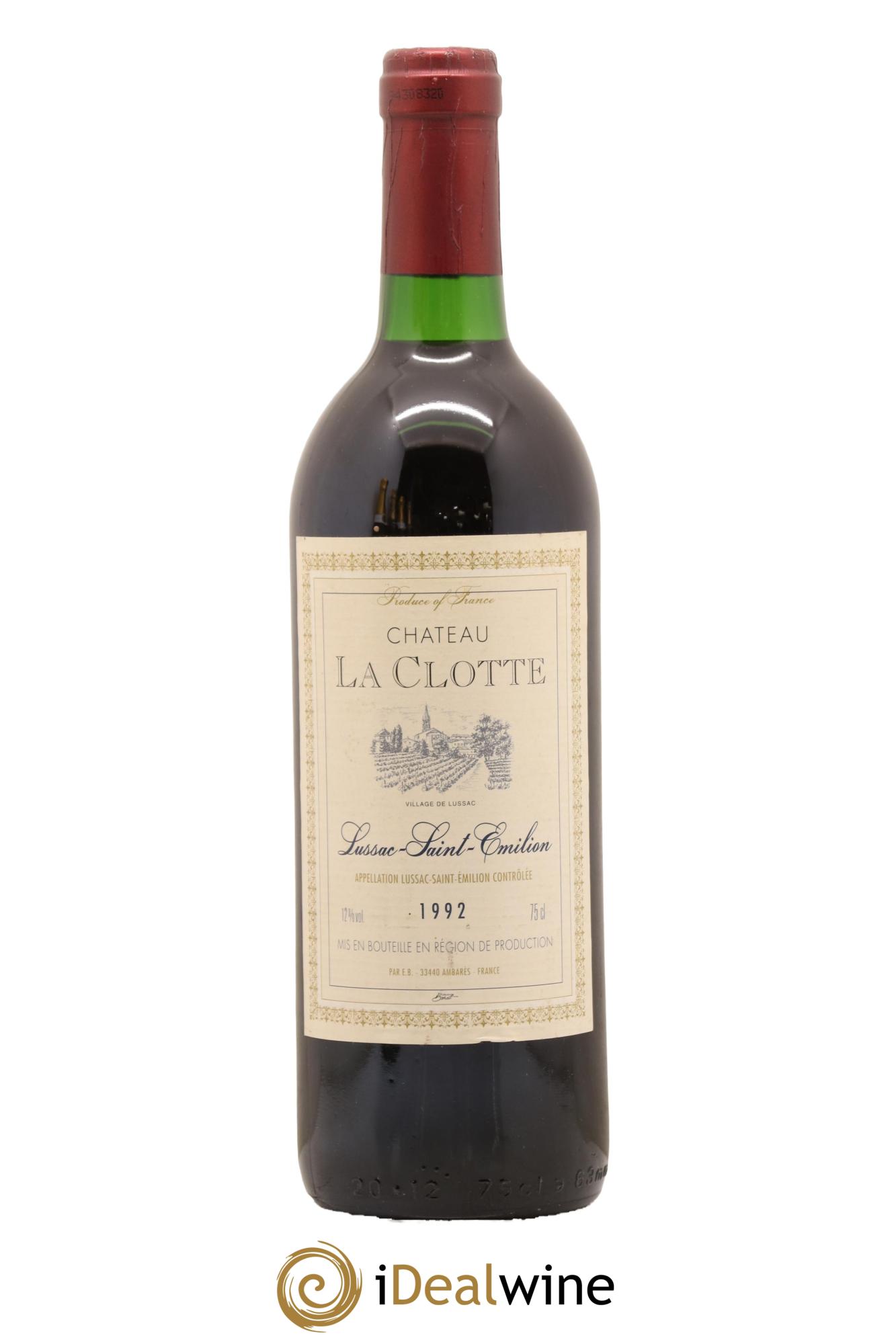 Lussac Saint-Émilion Chateau La Clotte 1992 - Lot de 1 bouteille - 0