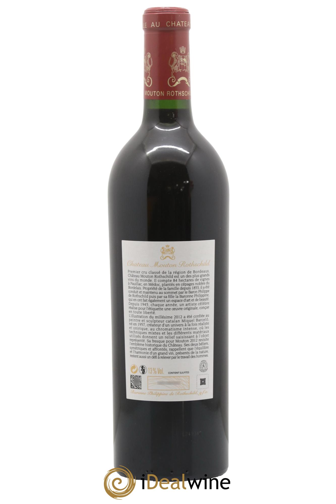 Château Mouton Rothschild 1er Grand Cru Classé 2012 - Lot de 1 bouteille - 1